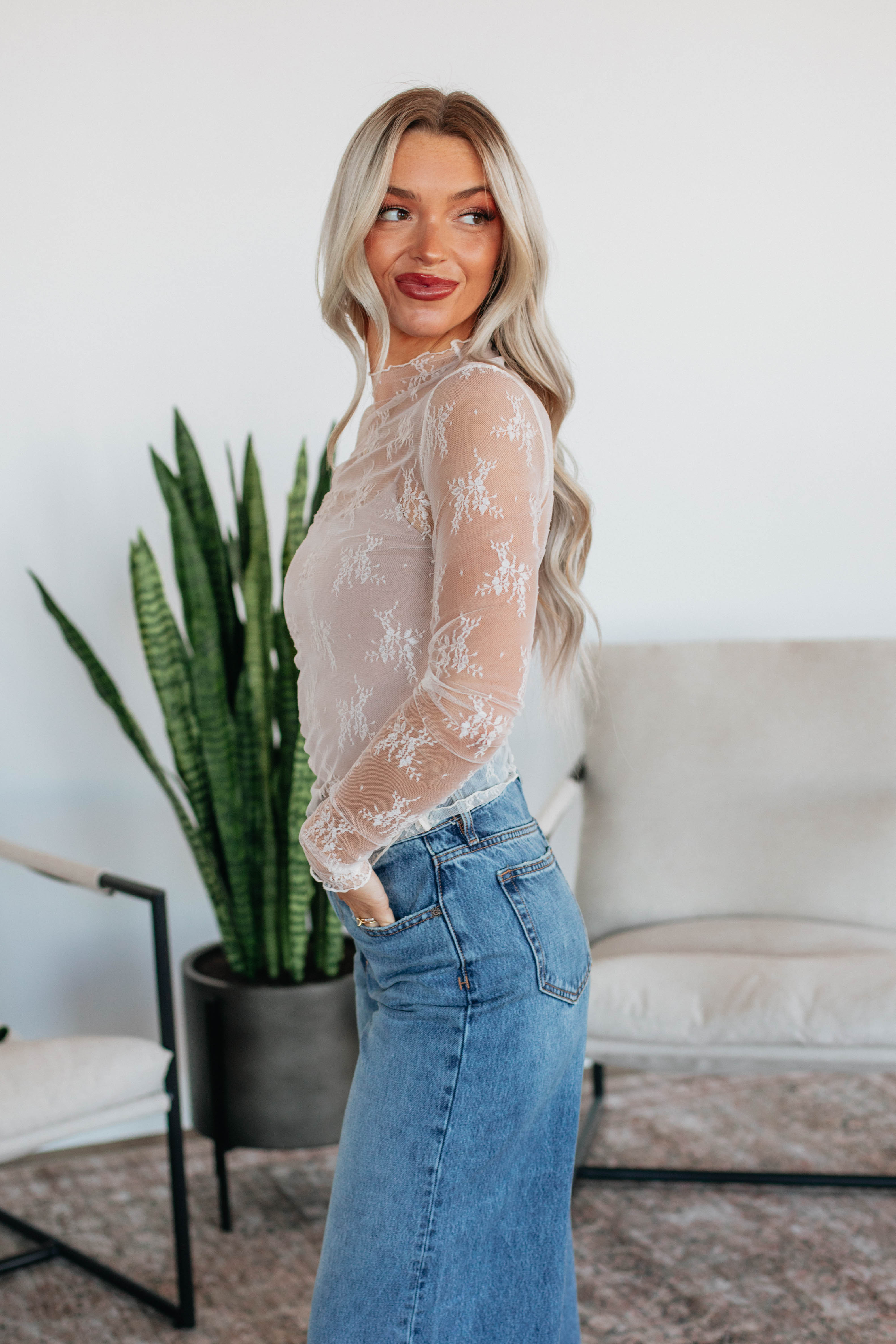 Asa Lace Top Women's Fashion Blouse - Natural Color Boho Chic Shirt for Casual Wear, Date Night & Summer Outfits