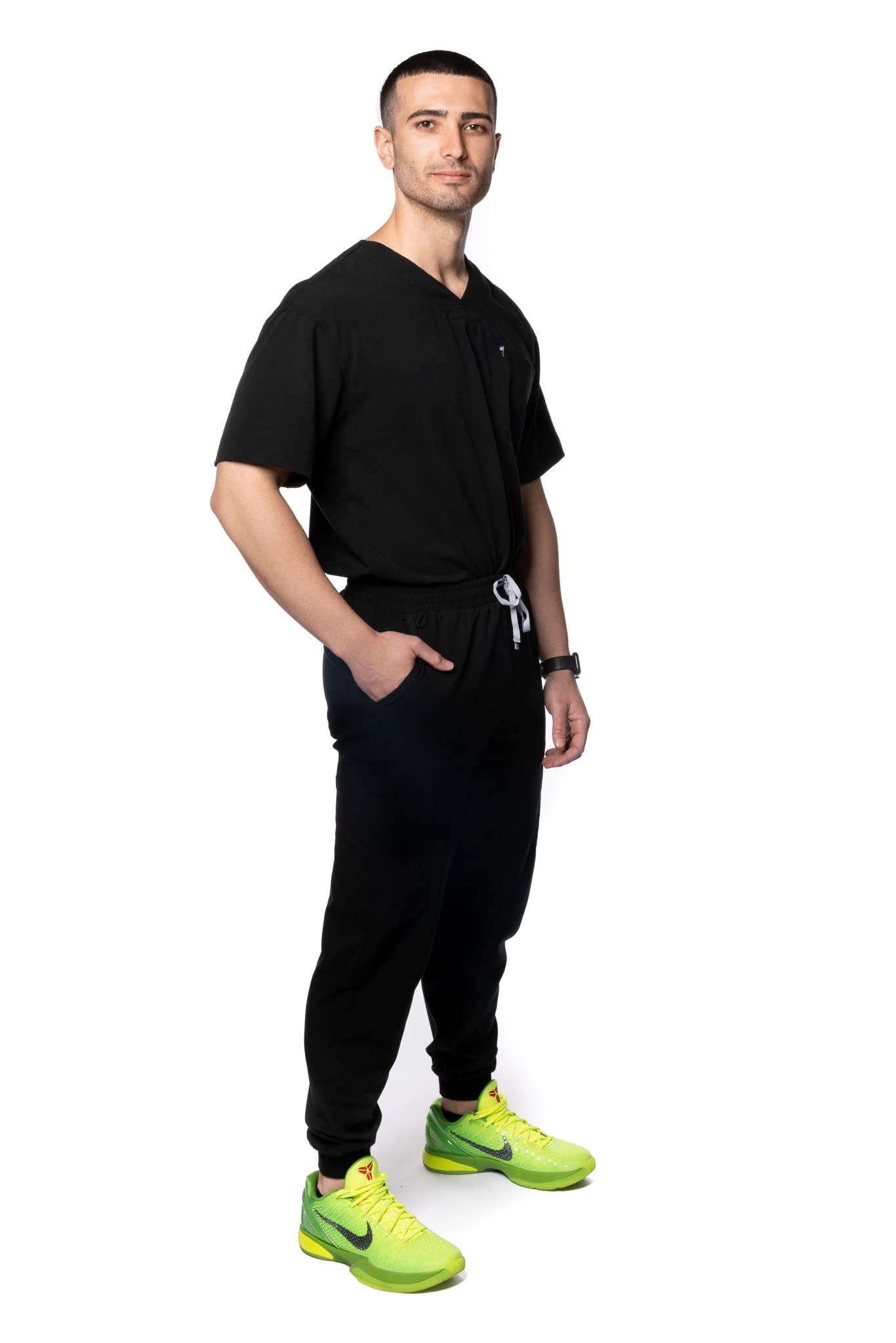 Men's Mim Jogger Scrub Top - Comfortable Medical Uniform in Navy Blue, Black, Burgundy & Green | Perfect for Doctors, Nurses & Healthcare Professionals