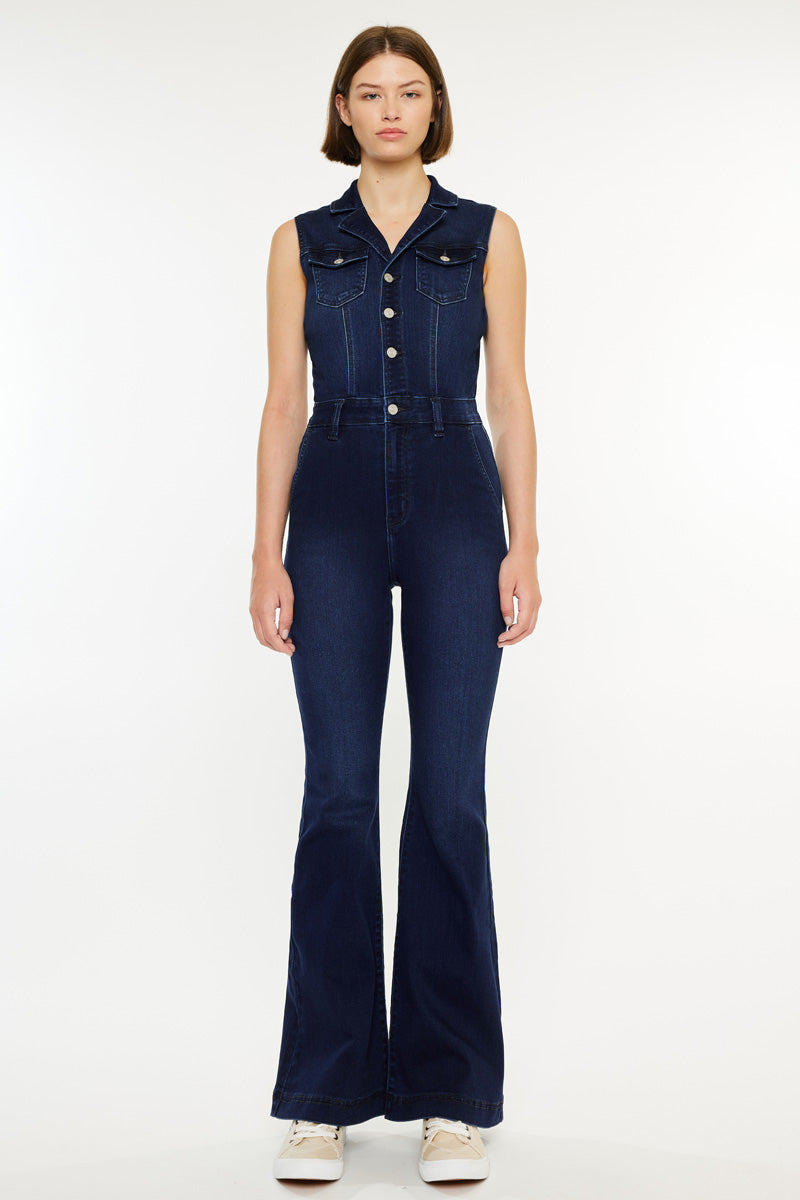 Fawn Super Flare Jumpsuit for Women - Trendy High Waisted Wide Leg Romper with Pockets | Perfect for Casual Outfits, Date Nights & Summer Vacations
