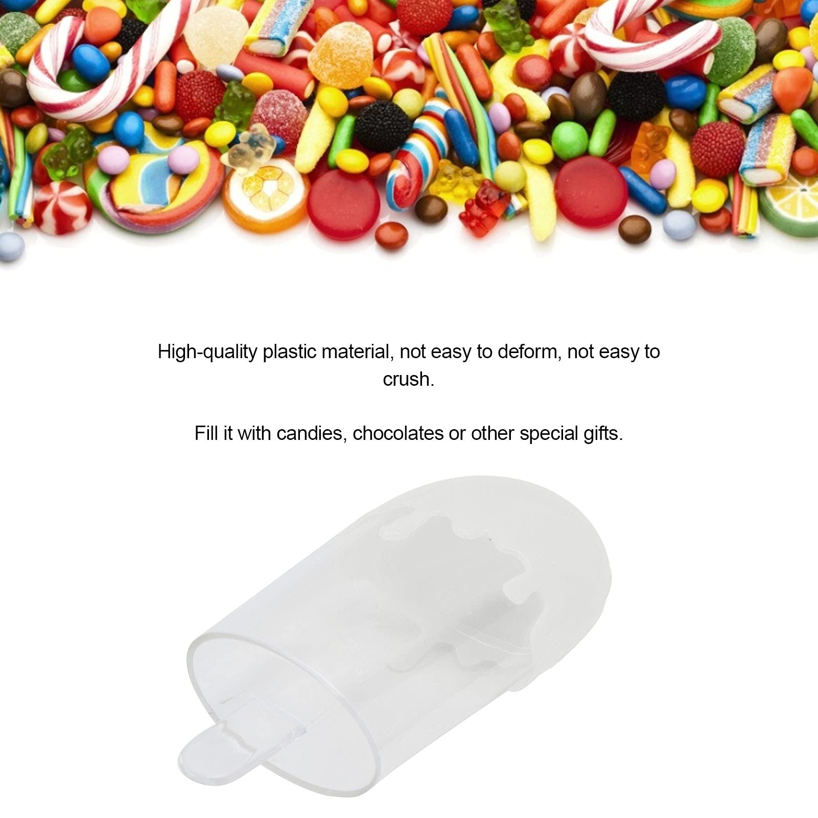 12-Piece Reusable Plastic Ice Cream Shaped Candy Storage Containers - 4.3x2.0 Inch White Candy Jars for Wedding Favors, Party Treats & Dessert Display - Perfect for Candy Buffets, Birthday Parties & Baby Showers