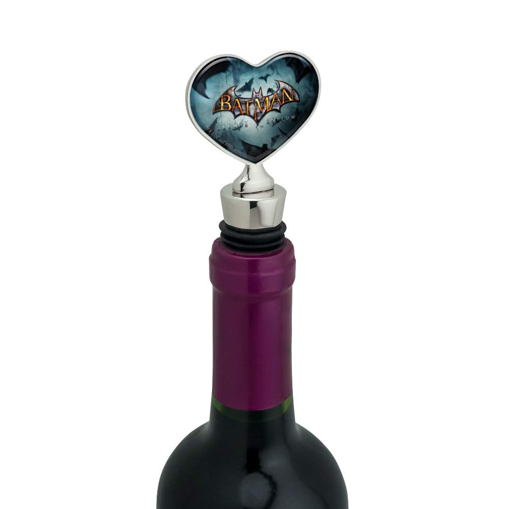 Batman Arkham Asylum Wine Bottle Stopper - Heart Logo Video Game Collectible for DC Comics Fans - Perfect for Wine Lovers & Gaming Enthusiasts at Parties, Home Bars & Geek Decor