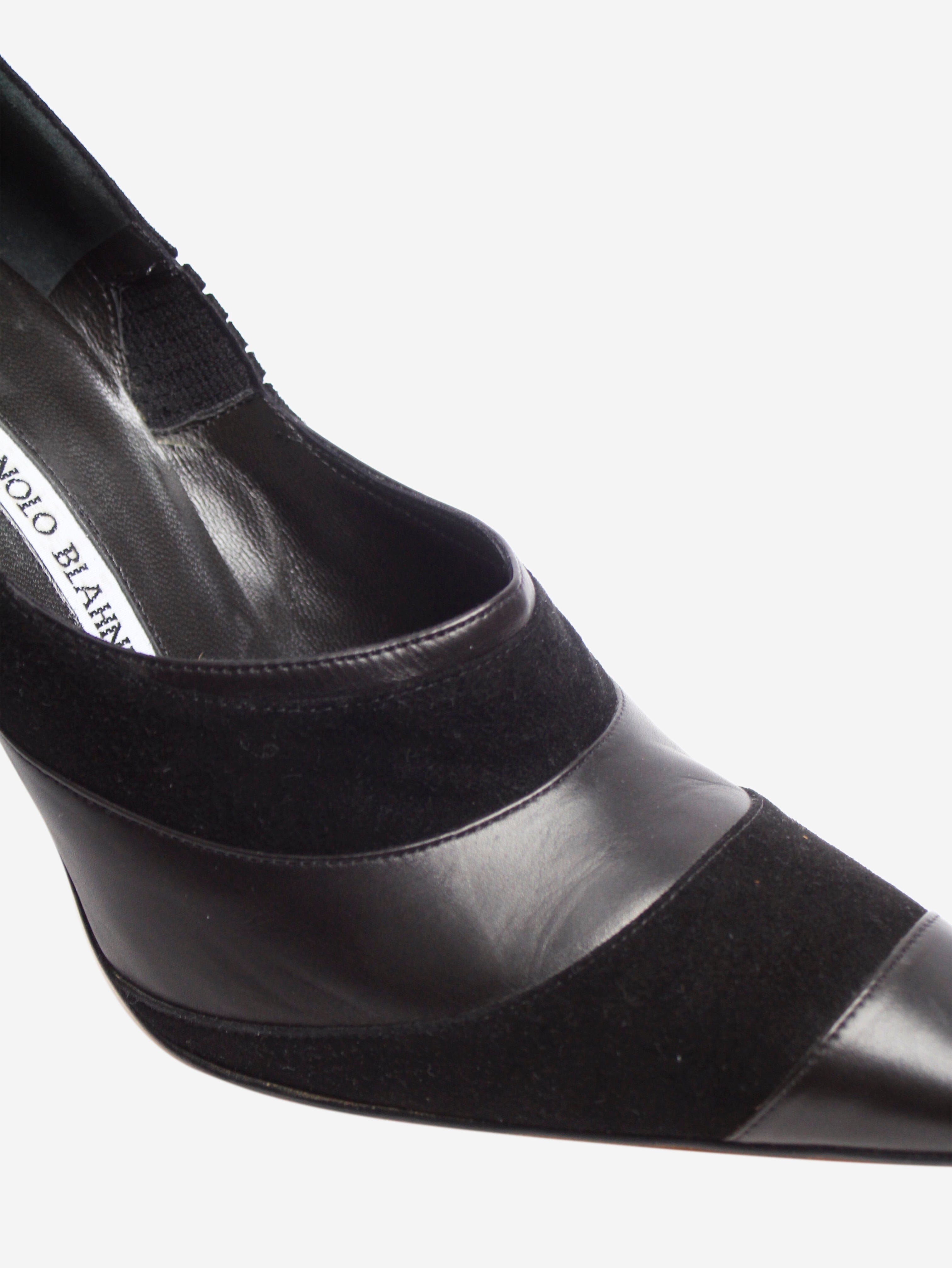 Stylish Black Suede & Leather Pumps Women's Size EU 37.5 (US 7.5) - Perfect for Office, Party & Formal Occasions