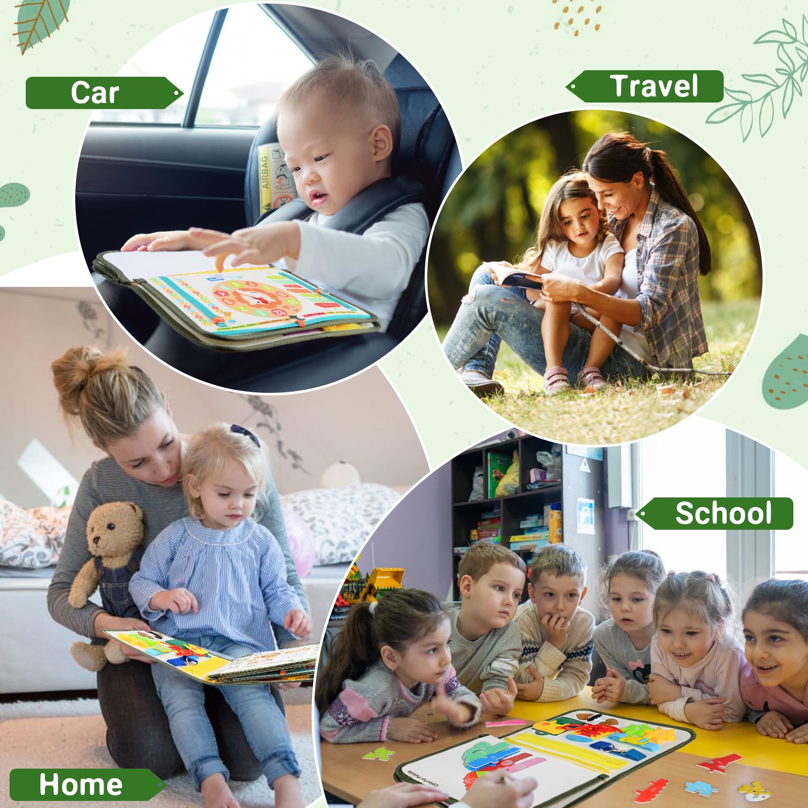 Montessori Busy Board for Toddlers 1-4 Years Old - Sensory Learning Toy with Activity Book & Airplane Theme - Perfect Gift for Boys & Girls Birthday - Ideal for Travel, Preschool & Early Childhood Development