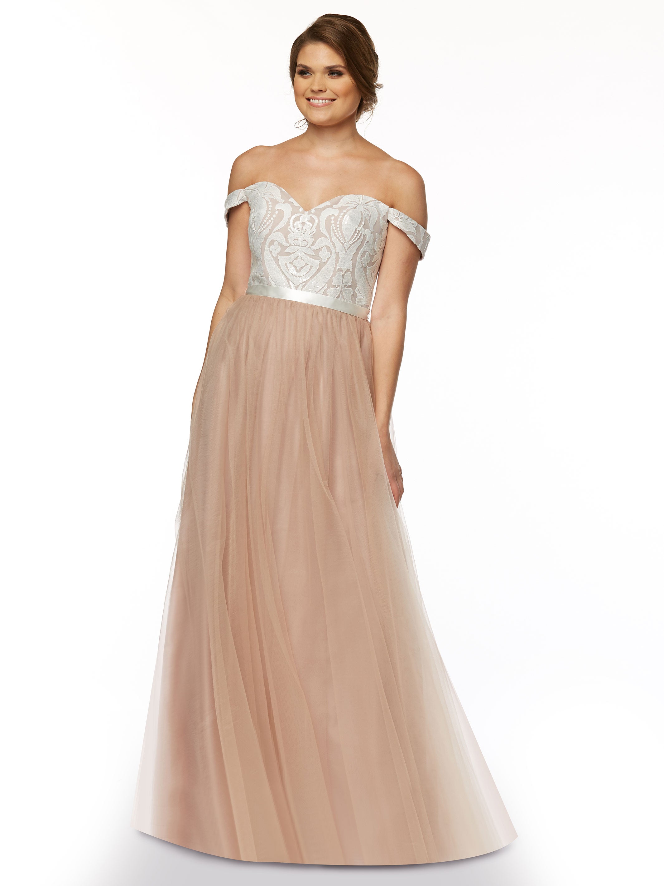 Elegant Off-the-Shoulder Sequin Lace A-Line Bridesmaid Dress - Perfect for Weddings, Prom & Formal Events