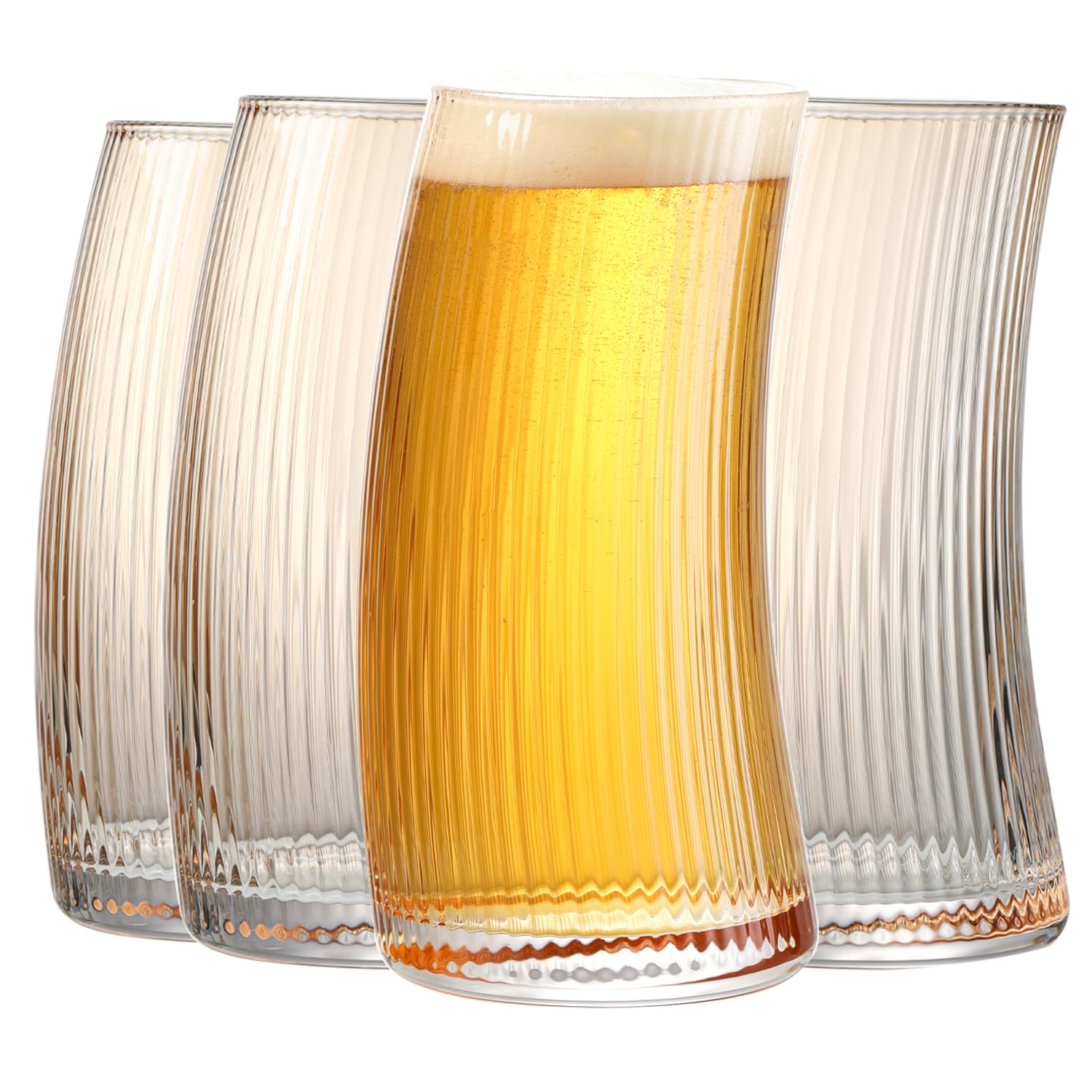 17.2oz Beer Glasses Set of 4 - Large Freezer-Safe Beer Mugs for Craft Beer, IPA & Pilsner - Unique Pub Drinking Glasses - Perfect Gift for Mother's Day, Father's Day & Beer Lovers - Great for Home Bars, Parties & Outdoor Gatherings