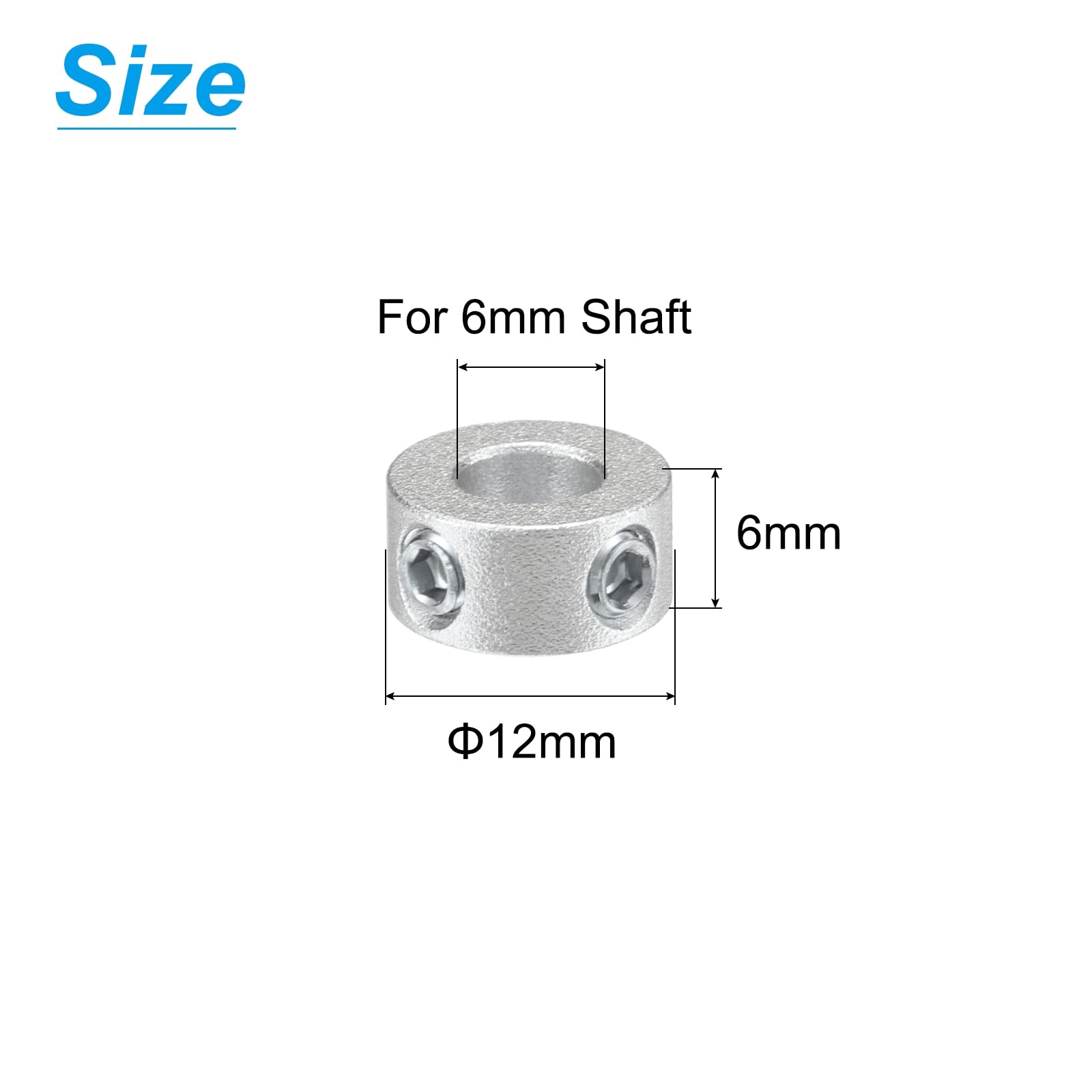 uxcell 4pcs Aluminum Alloy Set Screw Shaft Collar for 6mm Shaft - 12mm OD, 6mm Thickness with M4 Set Screws & Wrench - Perfect for Machinery, 3D Printers, and DIY Projects