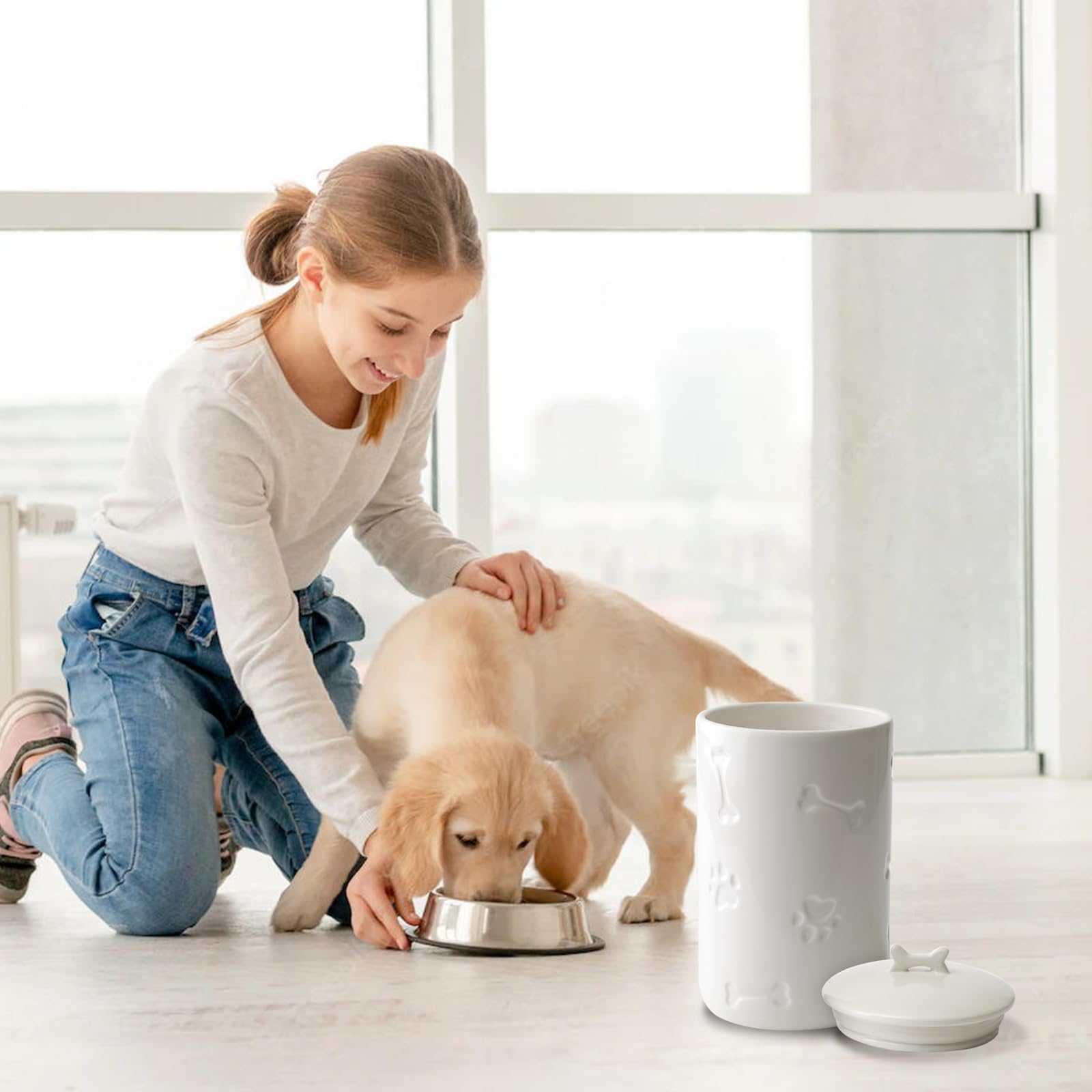 Airtight Ceramic Dog Treat Jar - 9