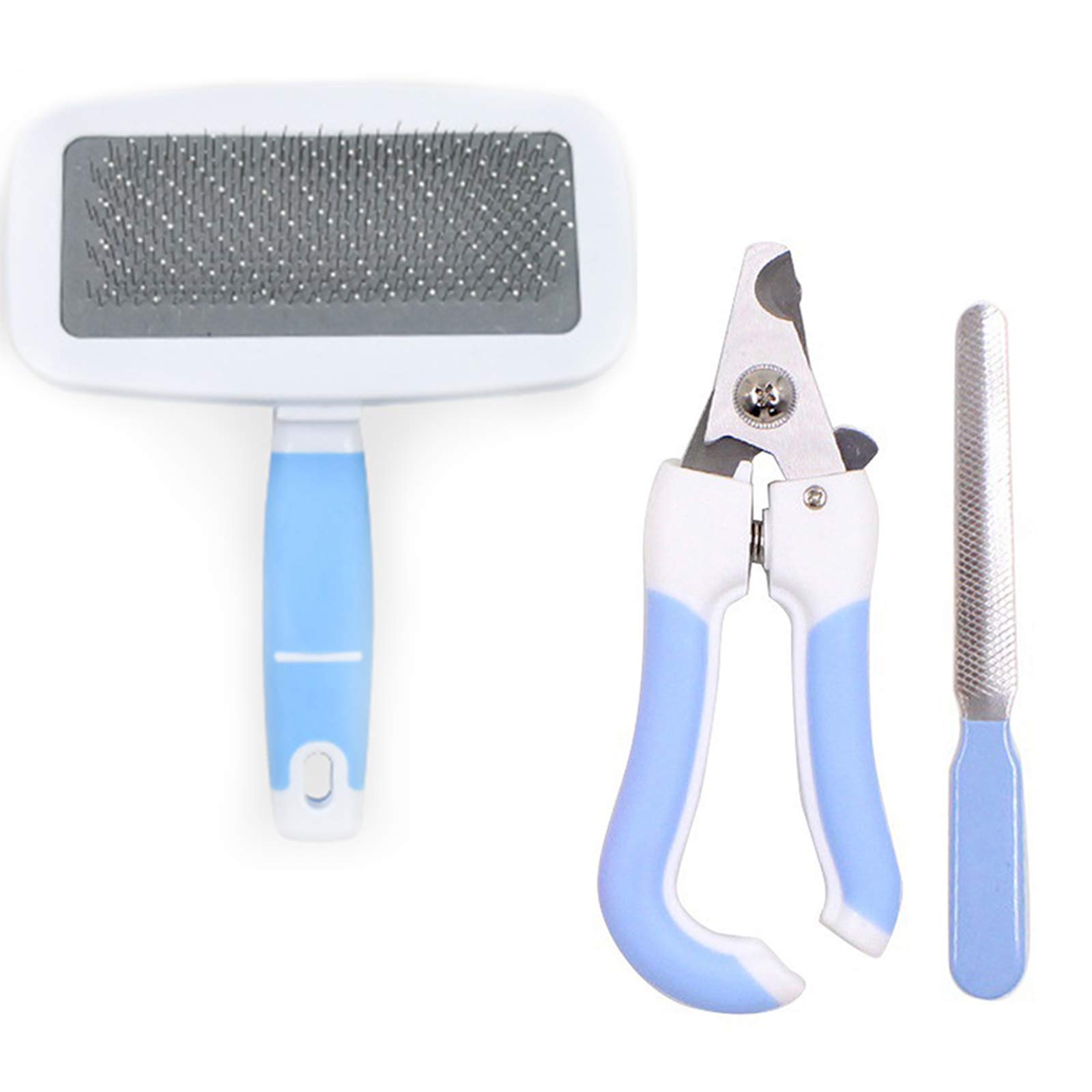 Premium Dog & Cat Deshedding Brush - Gentle Slicker Comb for Grooming, Dematting & Hair Removal | Includes Nail Clippers for Small Pets | Perfect for Home Grooming & Shedding Control
