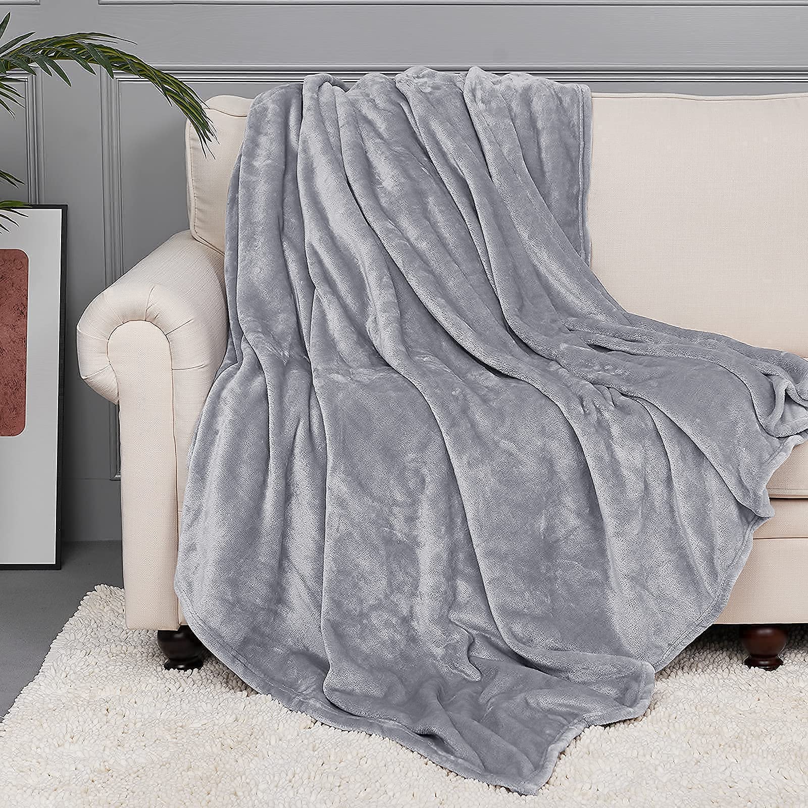 StangH Grey Fleece Throw Blanket - Ultra Soft Fuzzy Blanket for Couch, Bed & Travel - Lightweight Plush Microfiber Blanket for Adults, Pets & Picnics (50