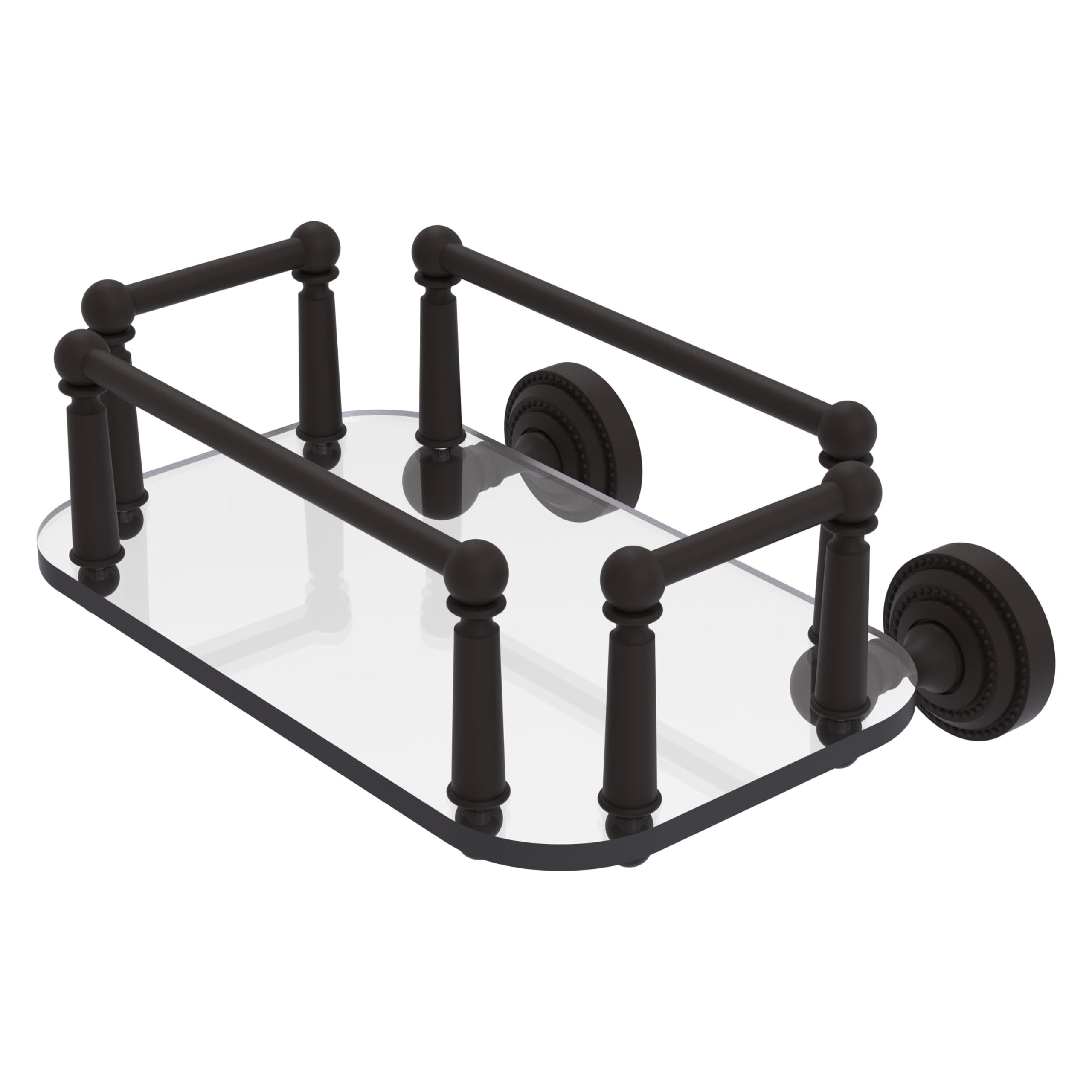 Allied Brass DT-GT-5 Dottingham Collection Oil Rubbed Bronze Wall Mounted Glass Tray & Guest Towel Holder - Perfect for Bathroom, Powder Room & Guest House Decor