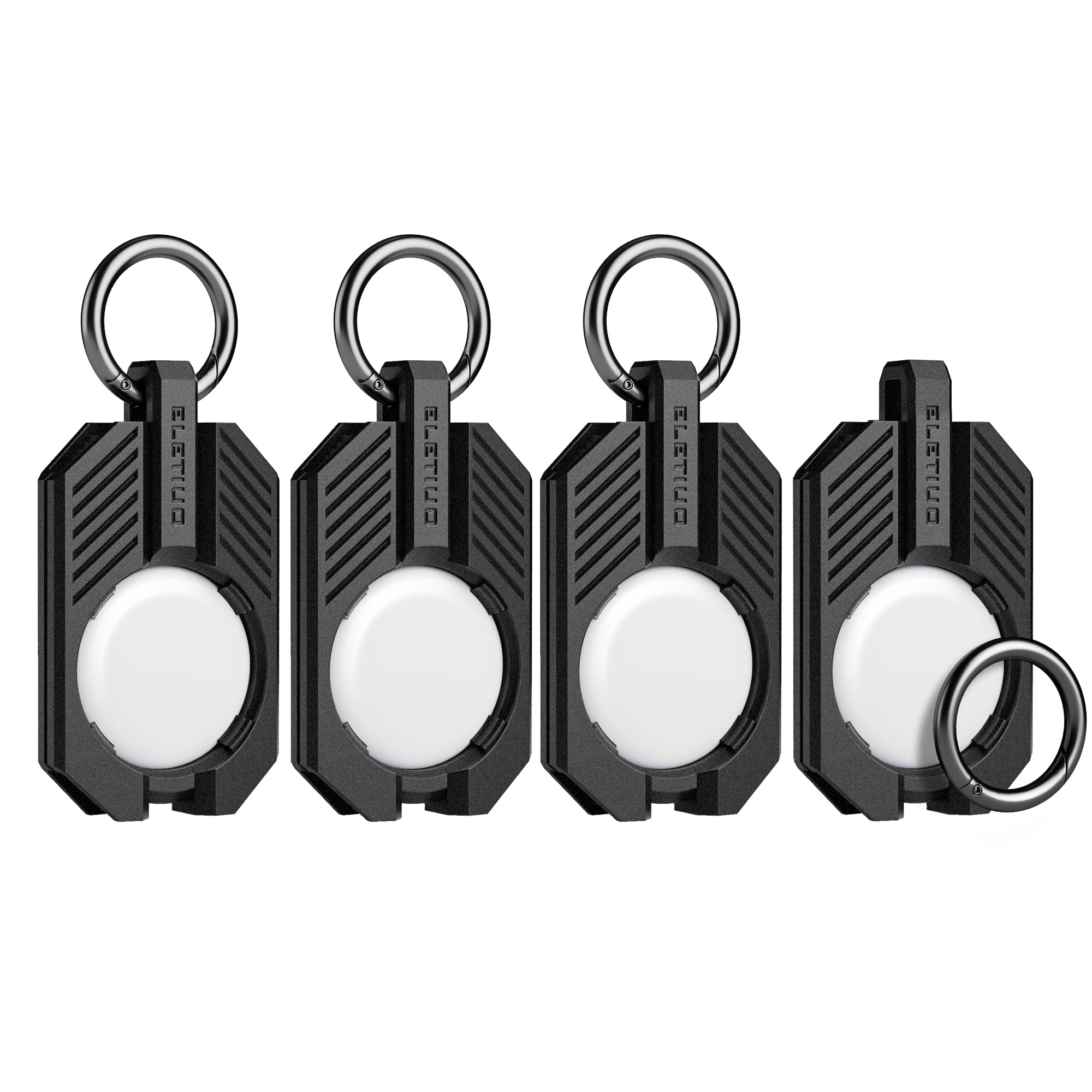 4 Pack Waterproof AirTag Keychain Holder for Apple AirTag - Durable Protective Case with Key Ring for Wallet, Luggage, Pets, Travel Accessories - Compatible with Apple AirTag (Black, 4-Pack) | Perfect for Travel, Pets, Keys & Everyday Carry