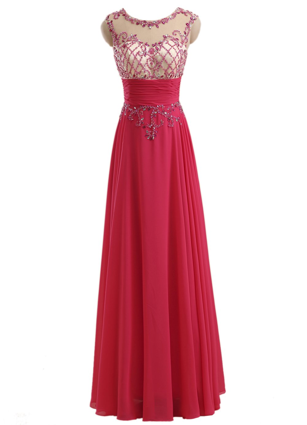 Elegant Sheer Neck Long Prom Dresses for Teen Girls - Perfect for High School Dances, Formal Parties & Special Occasions