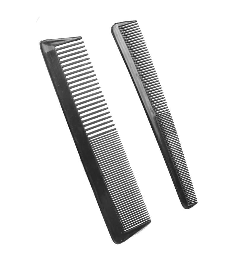 ZAUKY Professional Black Plastic Hair Comb - Barber Styling Tool for Men & Women (2-Pack) - Perfect for Salon, Home Haircuts & Travel Grooming
