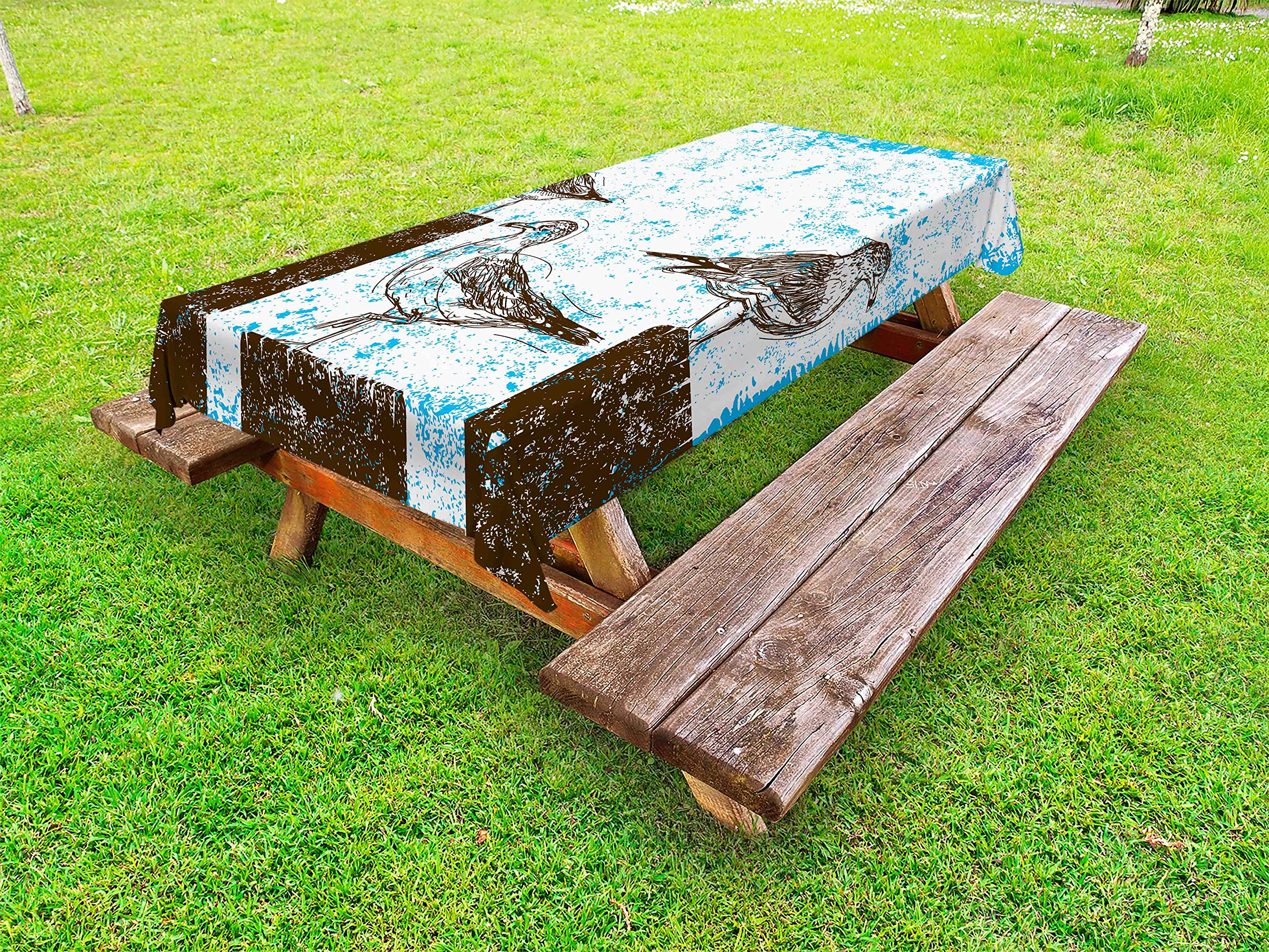 Ambesonne Seagulls Outdoor Tablecloth - Waterproof Washable Picnic Table Cover 58