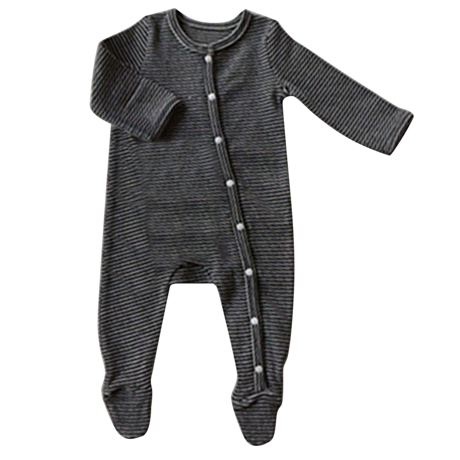 Xbgqasu Striped Cotton Long Sleeve Romper Jumpsuit for Newborn Baby Boys & Girls 0-3 Months - Soft Autumn Outfit for Infant Photo Shoots, Playtime & Family Gatherings