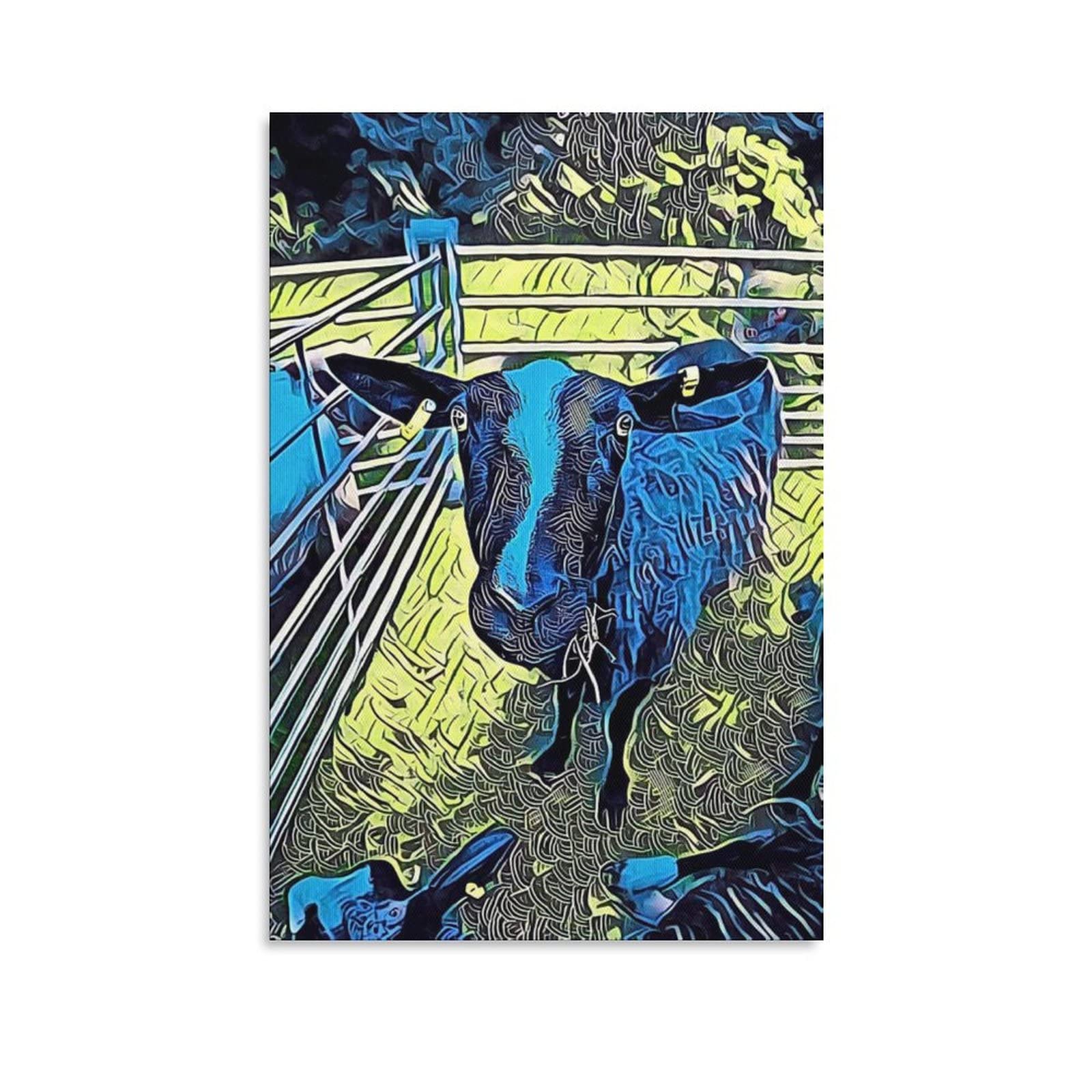 Blue Goat Canvas Poster - 16x24 Inches (40x60cm) Wall Art Print for Living Room, Bedroom & Office Decor - Perfect Gift for Sports & Landscape Lovers - Ideal for Home, Office or Dormitory Decoration