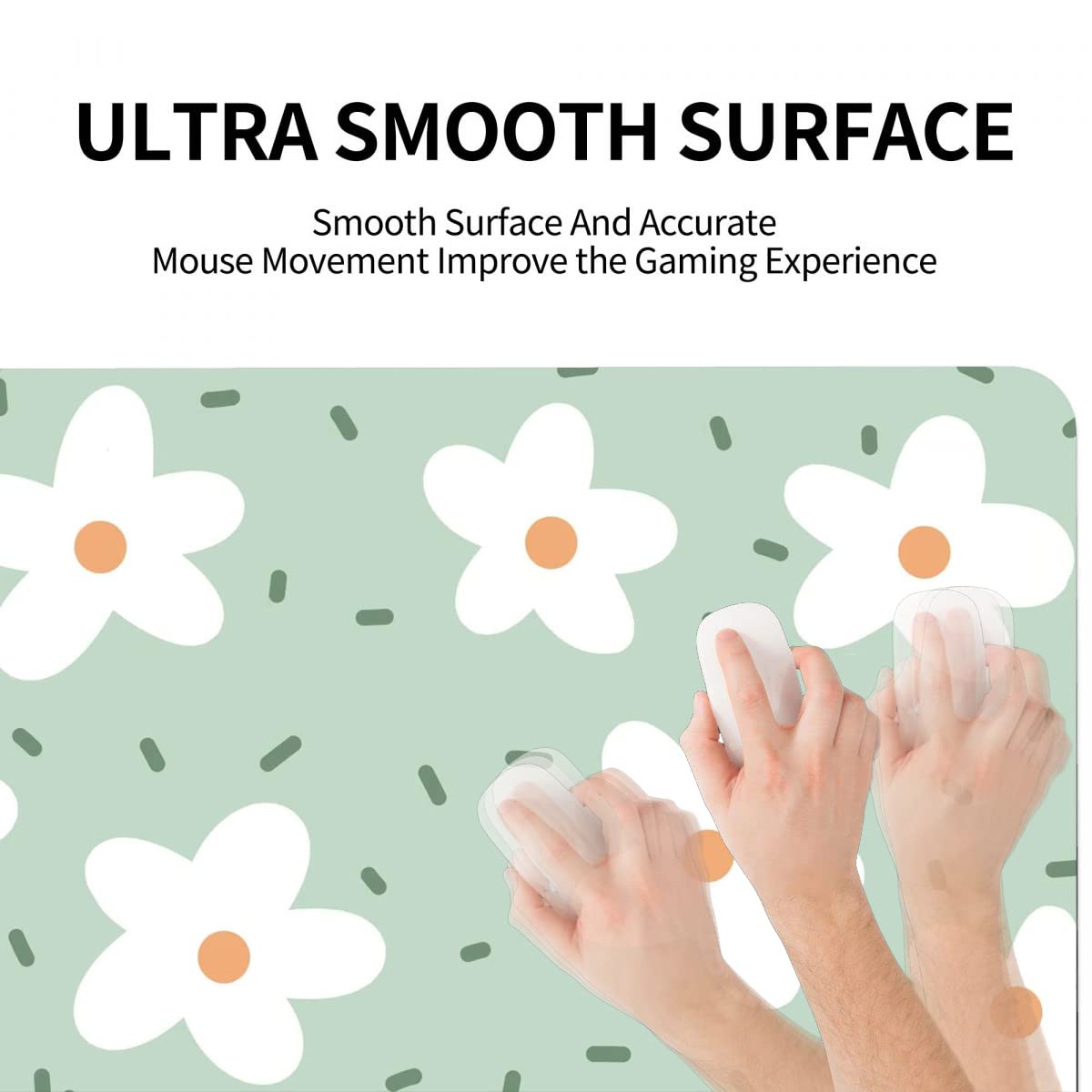 XXL Extended Gaming Mouse Pad - Non-Slip Rubber Base, Waterproof Keyboard & Mouse Mat for Work, Office & Home (White Floral) | Perfect for PC Gaming, Computer Workstations & Home Office Desks