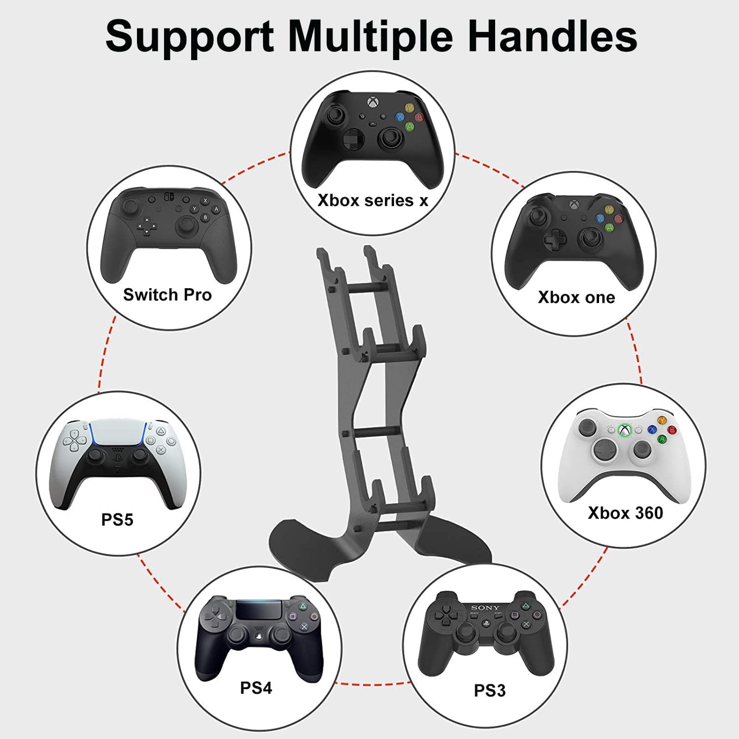 Universal Gaming Headphone & Controller Stand - Compatible with Xbox Series X/S, Xbox One, PS5, PS4, Nintendo Switch | Desk Organizer for Gaming Accessories | Perfect for Gaming Setup & Streamer Battlestation (Black)