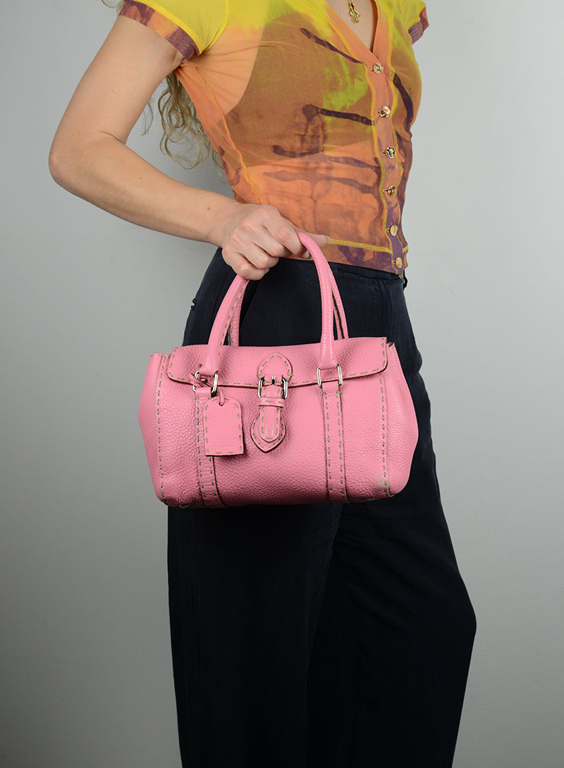 Fendi Selleria Leather Handbag in Pink - Luxury Women's Crossbody Bag for Work, Travel & Everyday Use