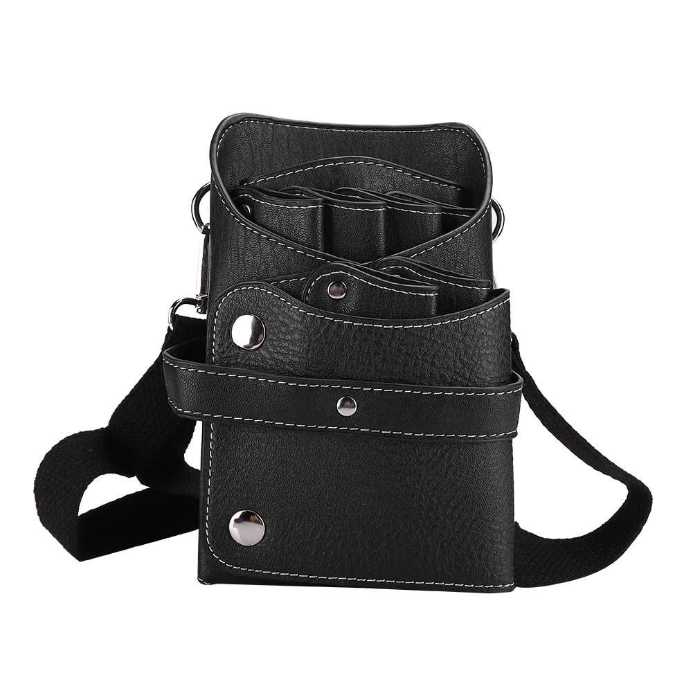 **Waterproof PU Hair Scissor Waist Bag with Adjustable Belt – Professional Salon Tool Pouch for Hairstylists & Barbers (Black) – Perfect for Salon, Travel & Outdoor Styling**