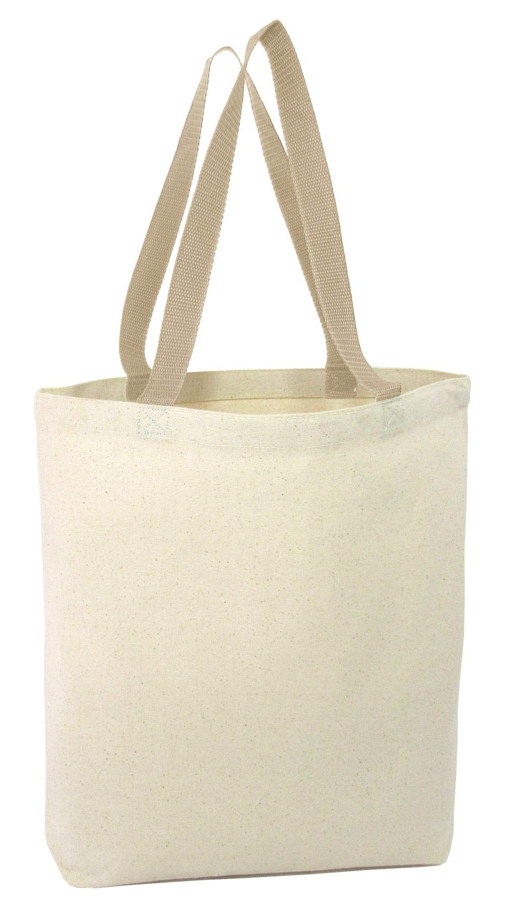 Premium Heavy Duty Canvas Tote Bags with Cotton Contrast Handles - Eco-Friendly Grocery Shopping Bags, Beach Totes, Teacher Bags & Travel Carryalls (Natural, 3-Pack) | Perfect for Daily Use, Farmers Market, Work Commute & Weekend Getaways