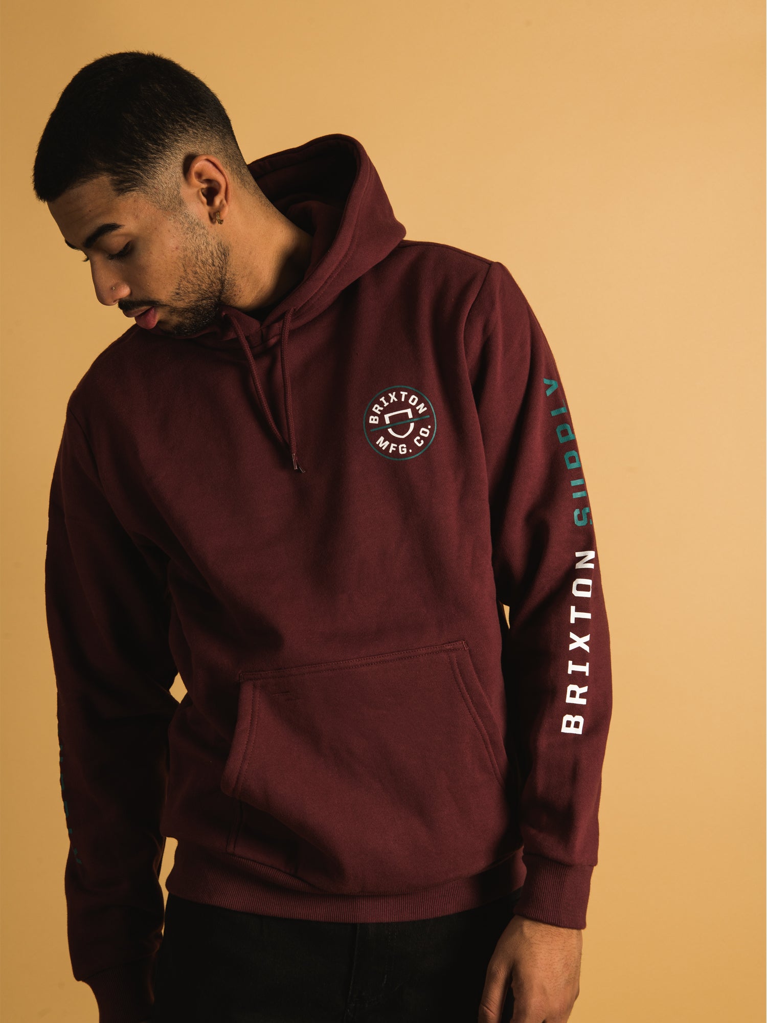 Brixton Crest Pullover Hoodie - Men's Casual Zip-Up Sweatshirt for Outdoor & Streetwear Fashion | Clearance Sale