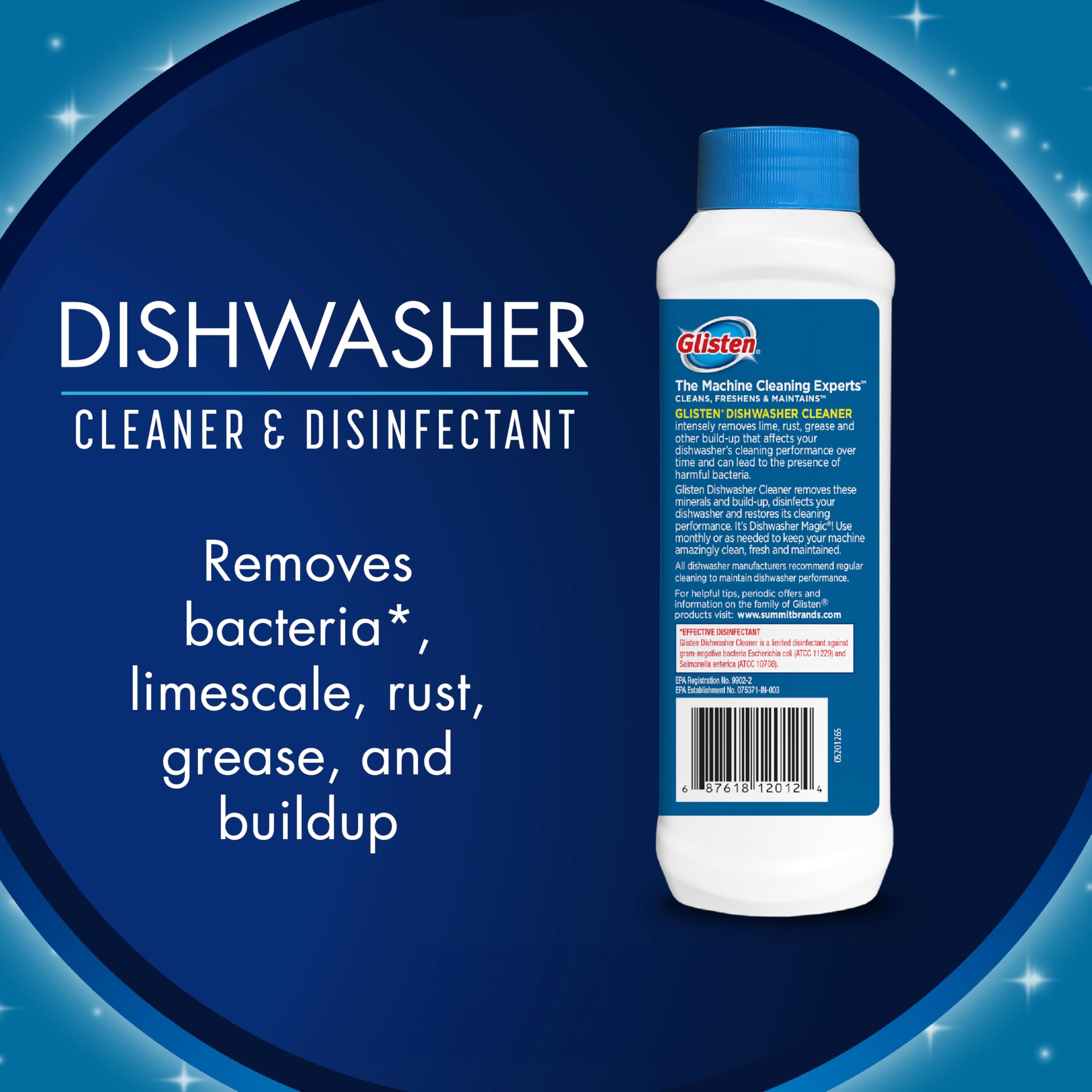 Glisten Dishwasher Magic Machine Cleaner & Disinfectant 2-Pack | Dishwasher Detergent Booster & Garbage Disposal Foaming Cleaner | Deep Cleans & Freshens Appliances for Sparkling Dishes