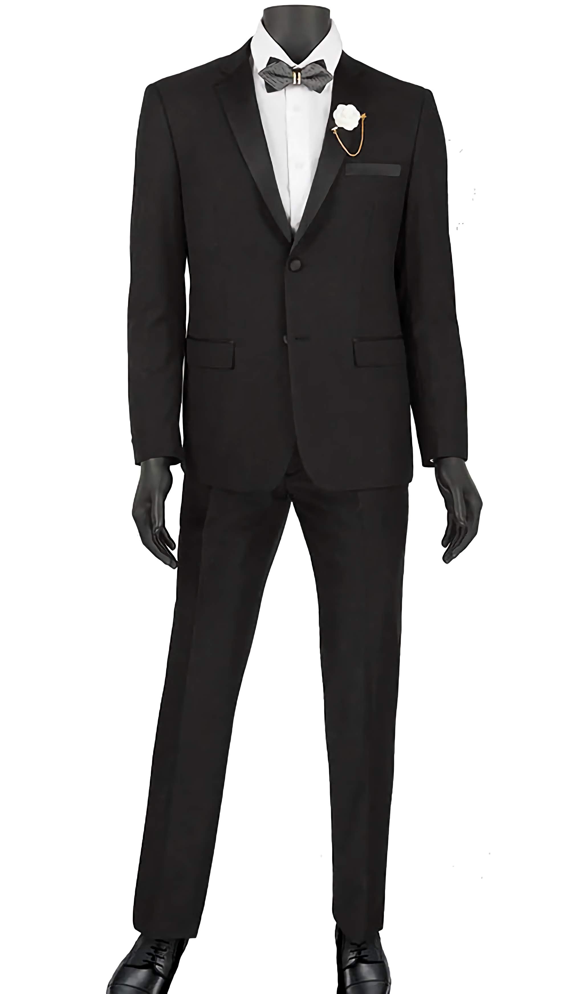 Black Ultra Slim Fit Tuxedo Suit for Men - 2 Button Formal 2 Piece Set for Weddings, Prom & Special Occasions