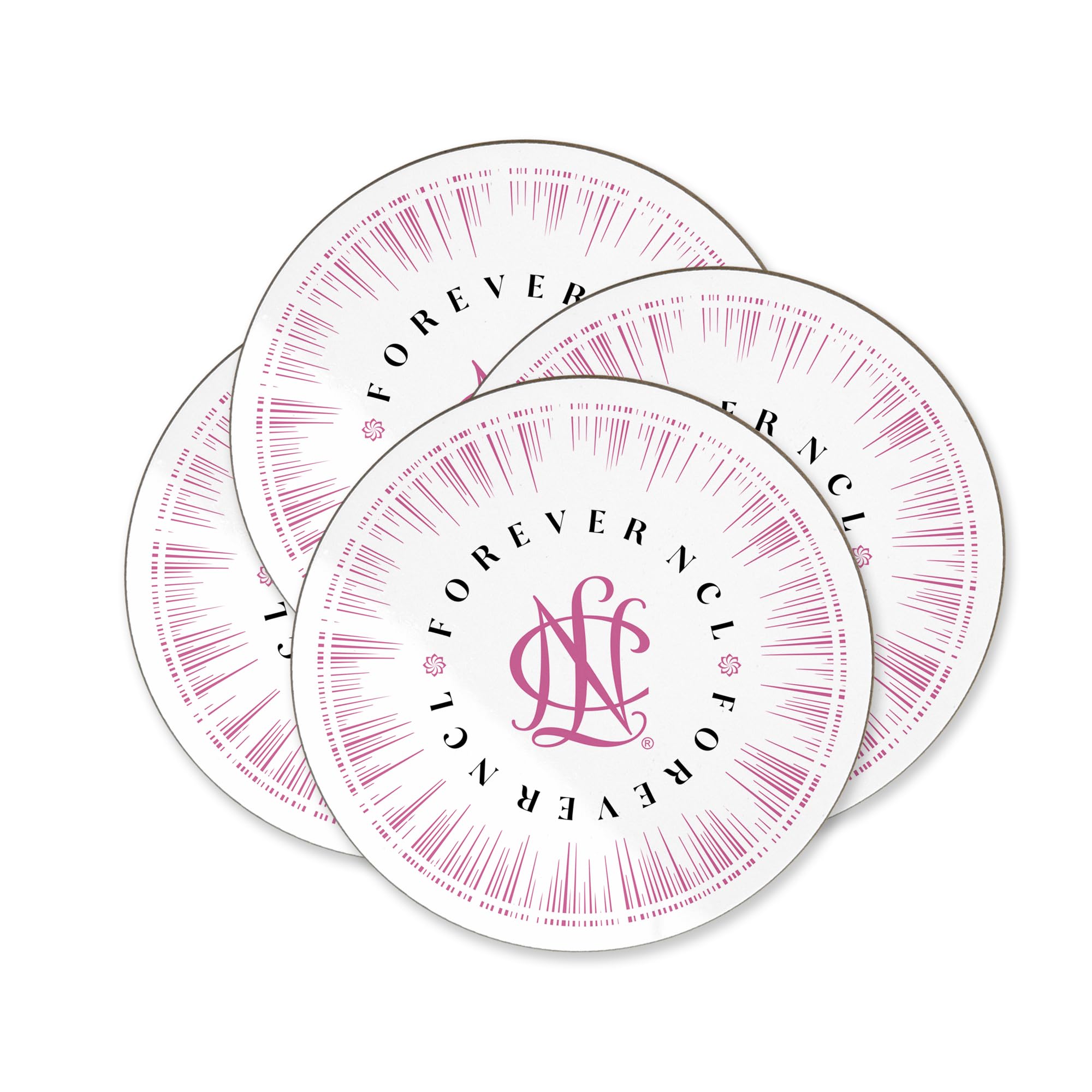 National Charity League Cork-Backed Hardboard Drink Coasters Set of 4 - Round Beverage Protectors for Coffee Tables, Bars & Home Decor (NCL #8)