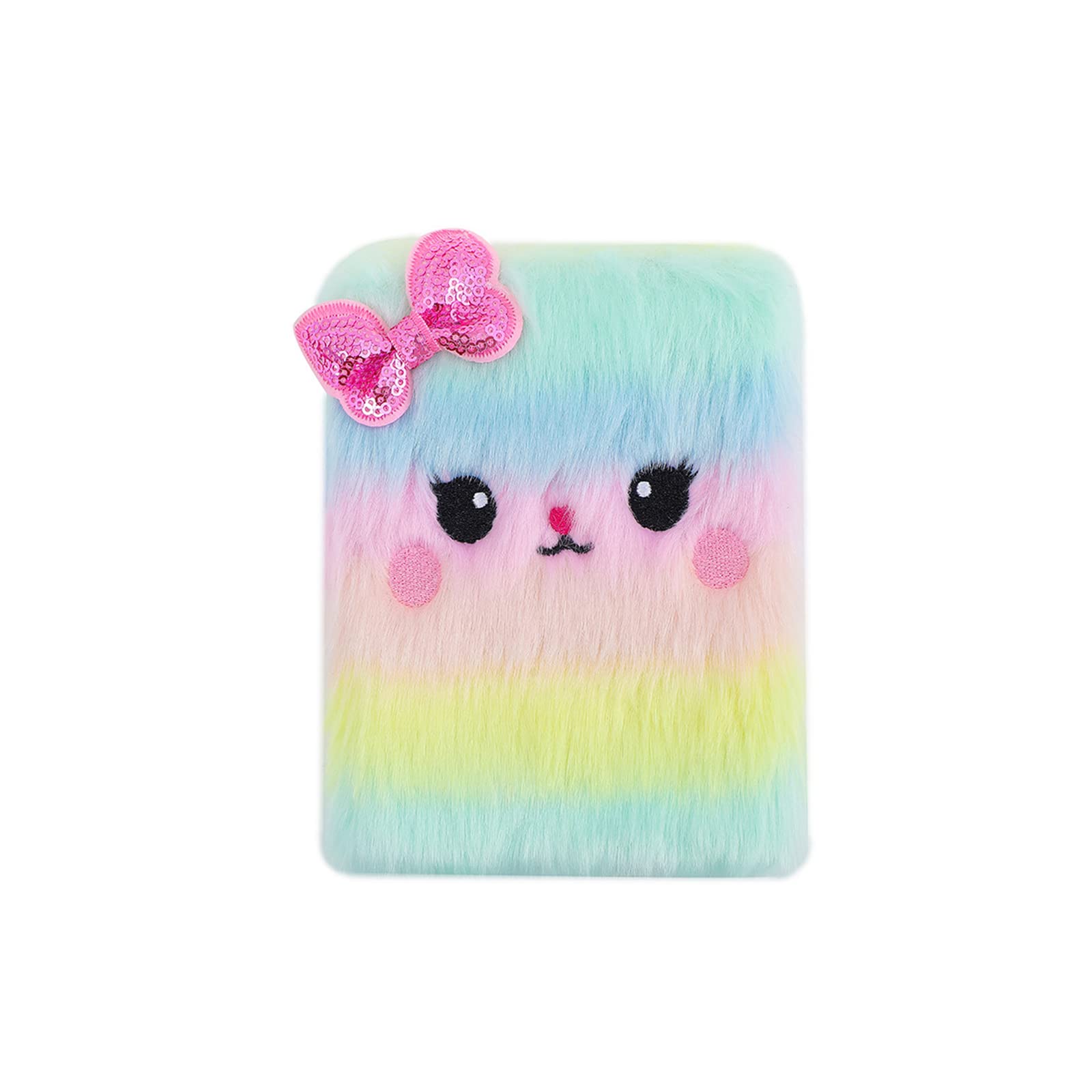 Cute Plush Cat Mini Pocket Notebook - Small Hardcover Personal Journal Diary for Writing, Memo, Notes - Blank Inner Pages (4.33