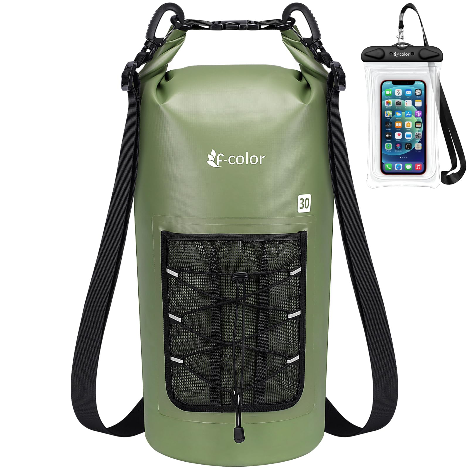 F-color Waterproof Dry Bag Backpack - 5L/10L/20L/30L/40L Lightweight Roll Top Pouch with Phone Case for Kayaking, Beach, Boating, Paddleboarding, Camping, Fishing | Perfect for Water Sports, Outdoor Adventures & Travel Essentials