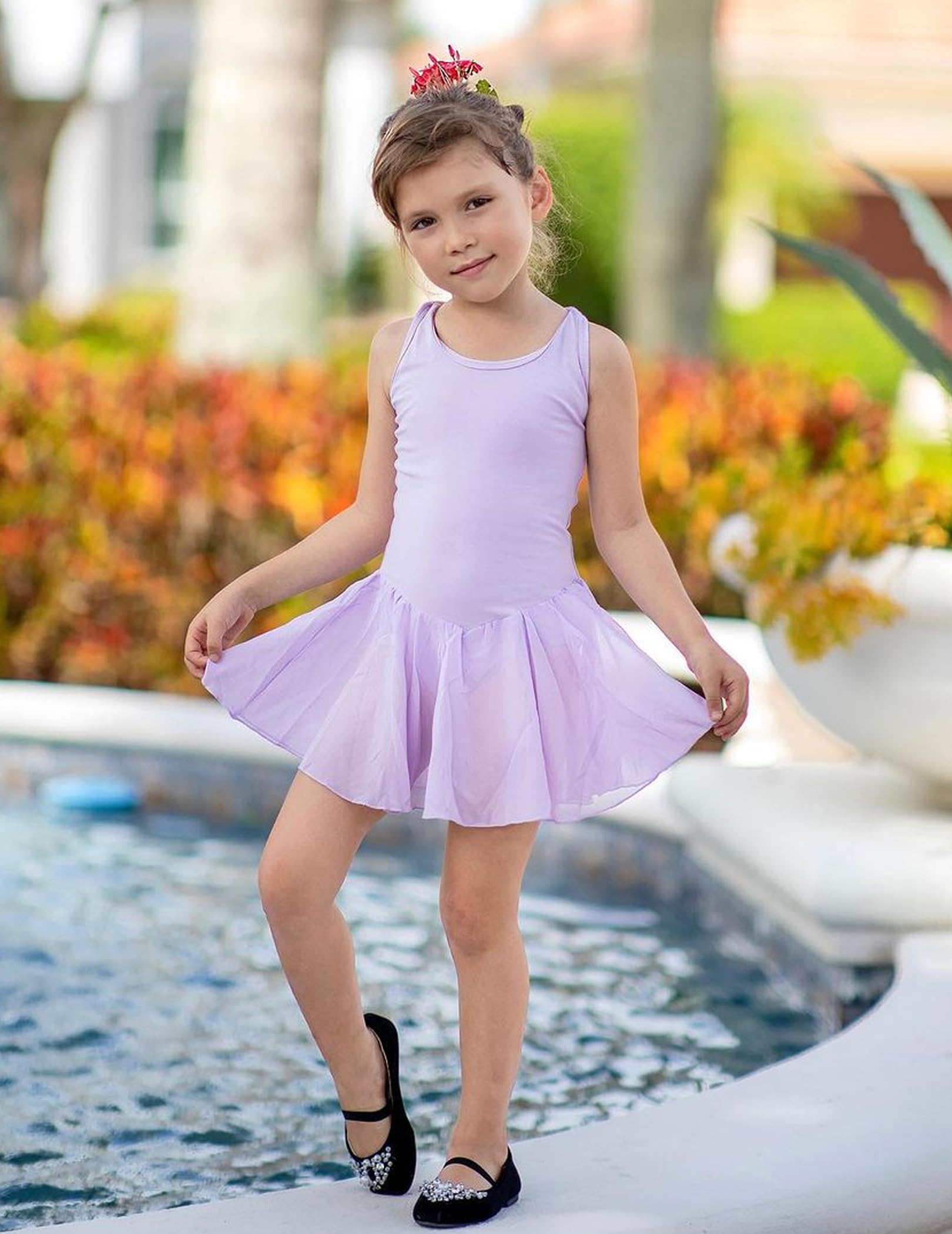 Arshiner Girls Ballet Leotard with Skirt - Sleeveless Dance Dress for Kids - Hollow Back Design - Perfect for Ballet Class, Recital & Dance Performance