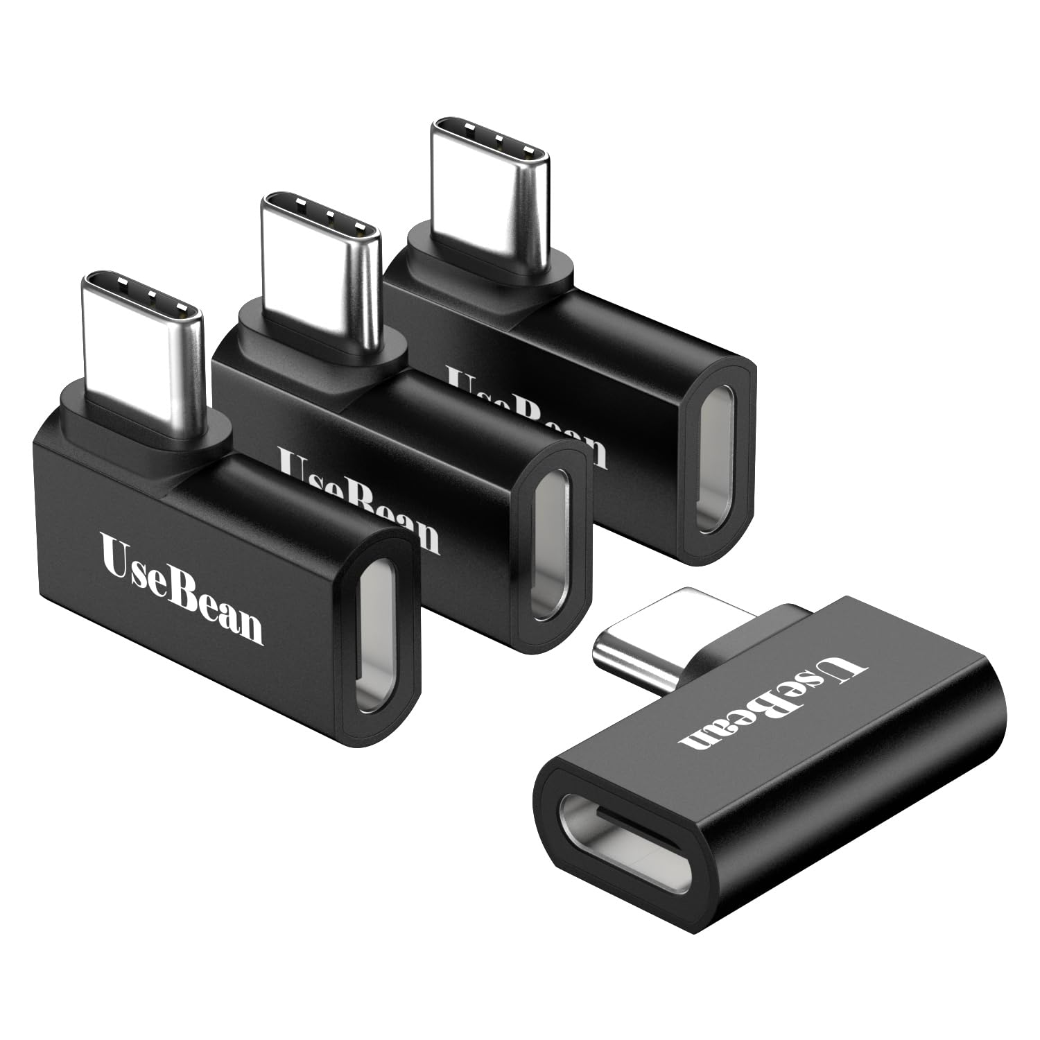 4-Pack USB C Right Angle Adapter 90 Degree - 100W Fast Charging & 20Gbps Data Transfer - USB C Male to Female Extender for iPhone 15/MacBook/iPad/Samsung Galaxy S24 - Perfect for Gaming on Steam Deck OLED/Nintendo Switch/ROG Ally & Workspace Cable Management