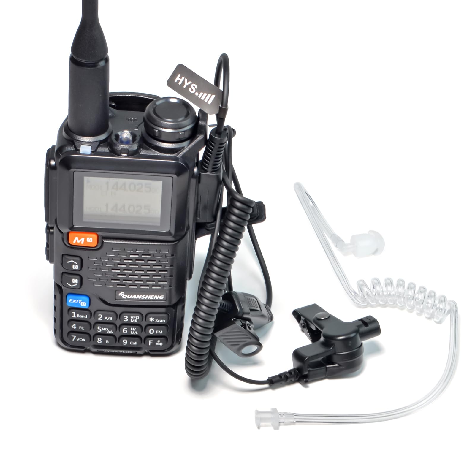 HYS Surveillance Headset Earpiece - Clear Acoustic Coil Tube Earbud Audio Kit for Kenwood PUXING Baofeng UV-5R BF-888S 2 Way Radio - Ideal for Security, Law Enforcement & Outdoor Communication