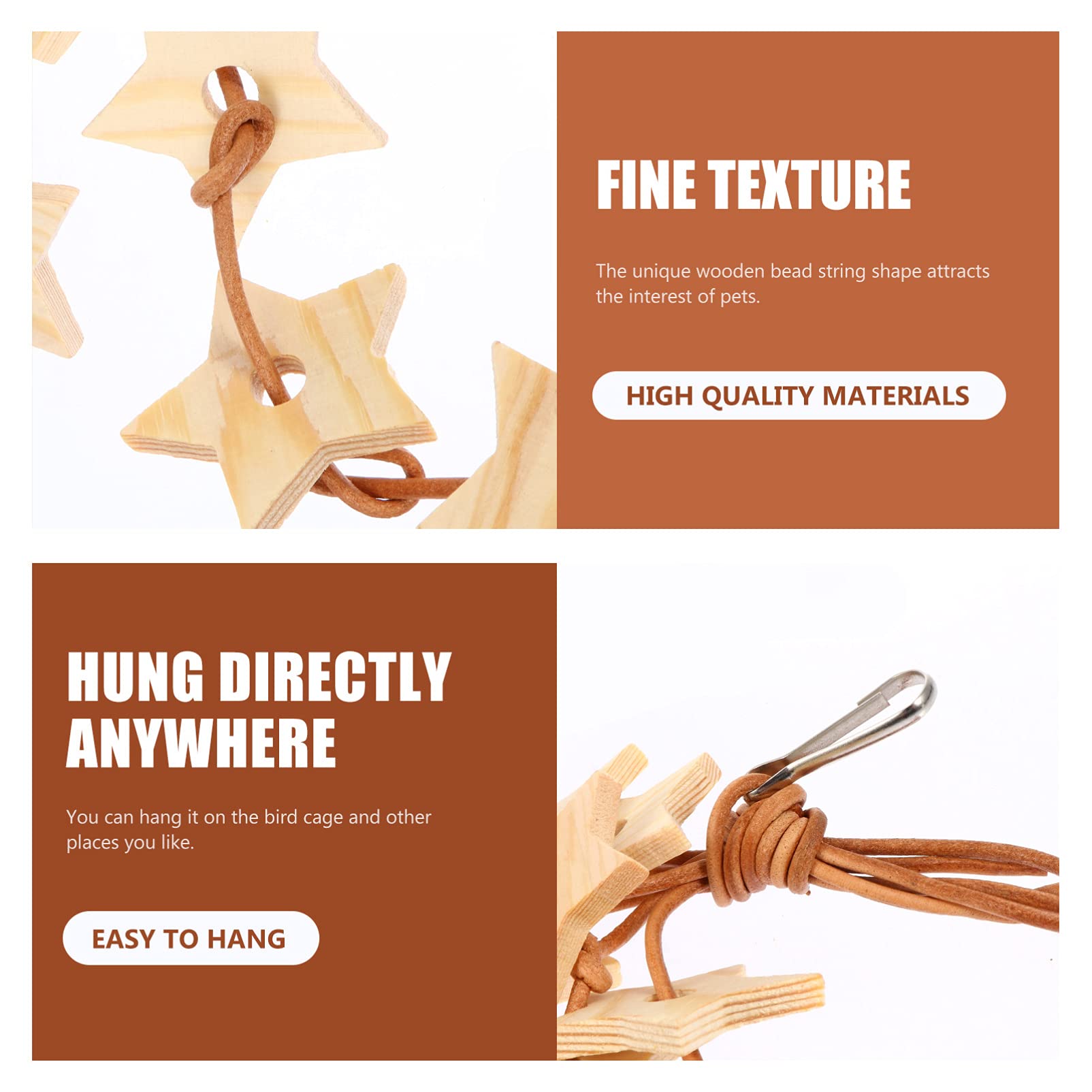 Balacoo Wooden Star Chew Toy for Parrots - Hanging Cage Toy for Birds, Chewing & Grinding Pendant - Natural Wood Molar Toy for Parrot Beak Care - Perfect for Playtime & Stress Relief in Bird Cages