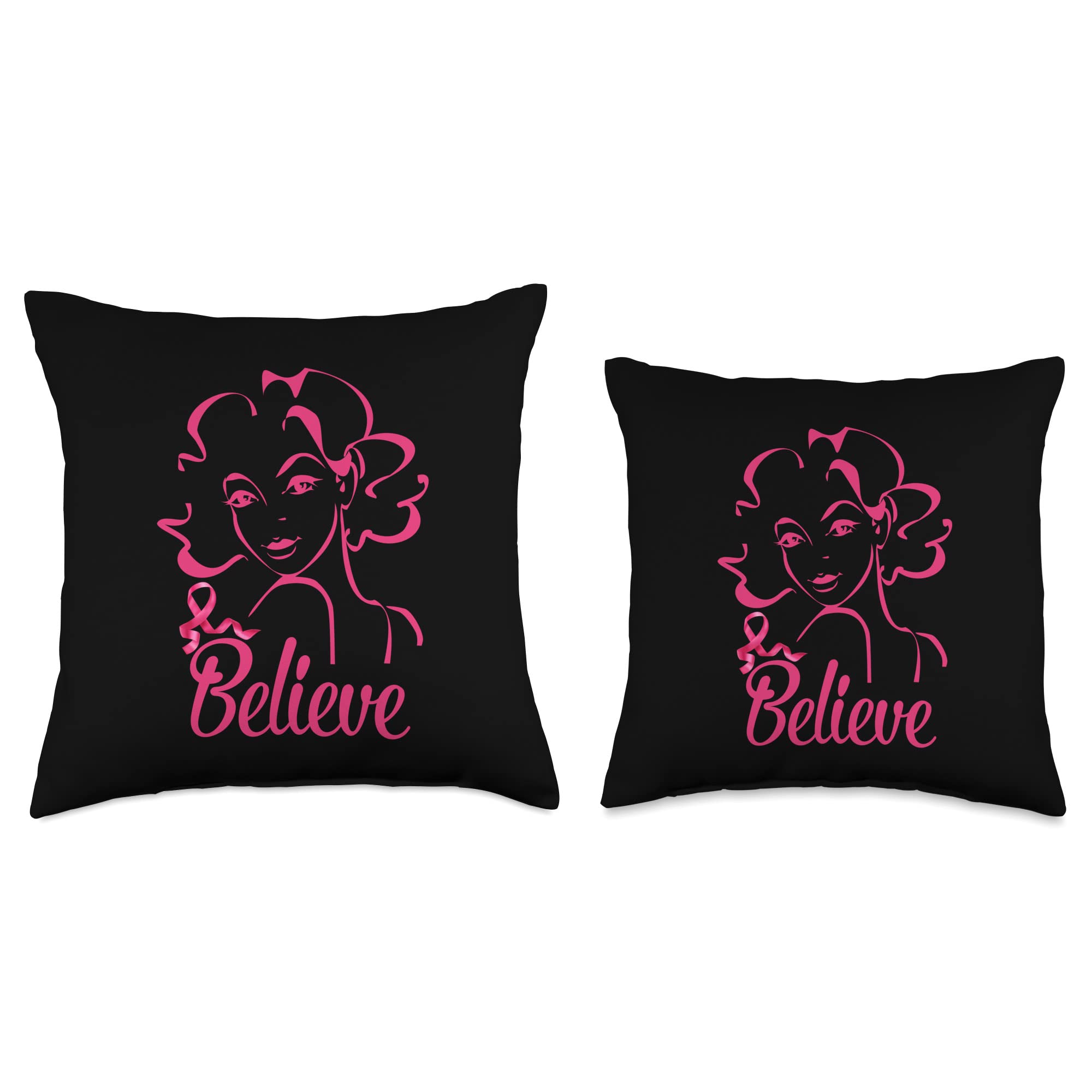 Superhero Pink Ribbon Breast Cancer Awareness T-Shirt & Throw Pillow Set - 18x18 Inch Multicolor - Support Fight Against Cancer for Survivors, Fundraisers & Awareness Events