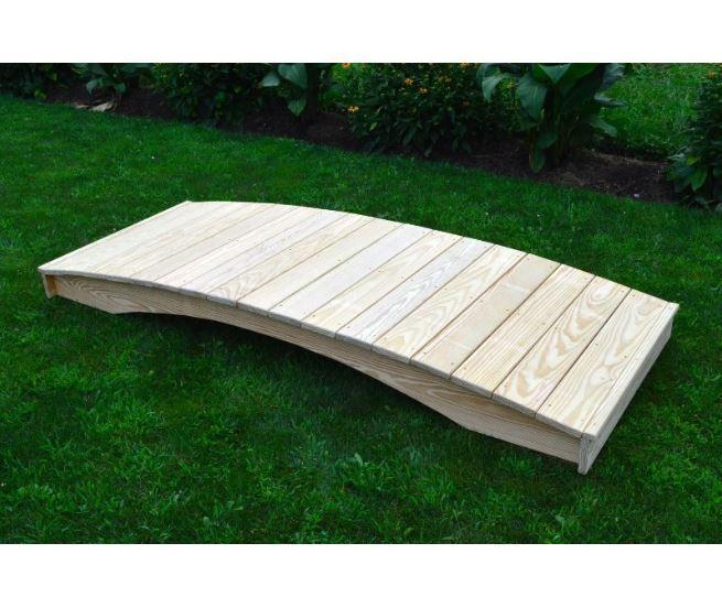 A & L Furniture Plank Garden Bridge in Pressure Treated Pine - Rustic Wooden Footbridge for Backyard, Garden, or Landscape Decoration - Perfect for Pathways, Ponds, and Outdoor Decor
