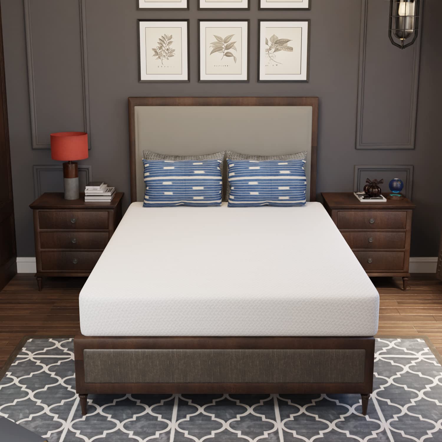 8 Inch Cooling Gel Memory Foam Mattress - Green Tea Infused, Fiberglass Free, CertiPUR-US Certified for Cooler Sleep & Pressure Relief - Full Size Mattress in a Box (White) - Perfect for Hot Sleepers, Back Pain Relief & Guest Bedrooms