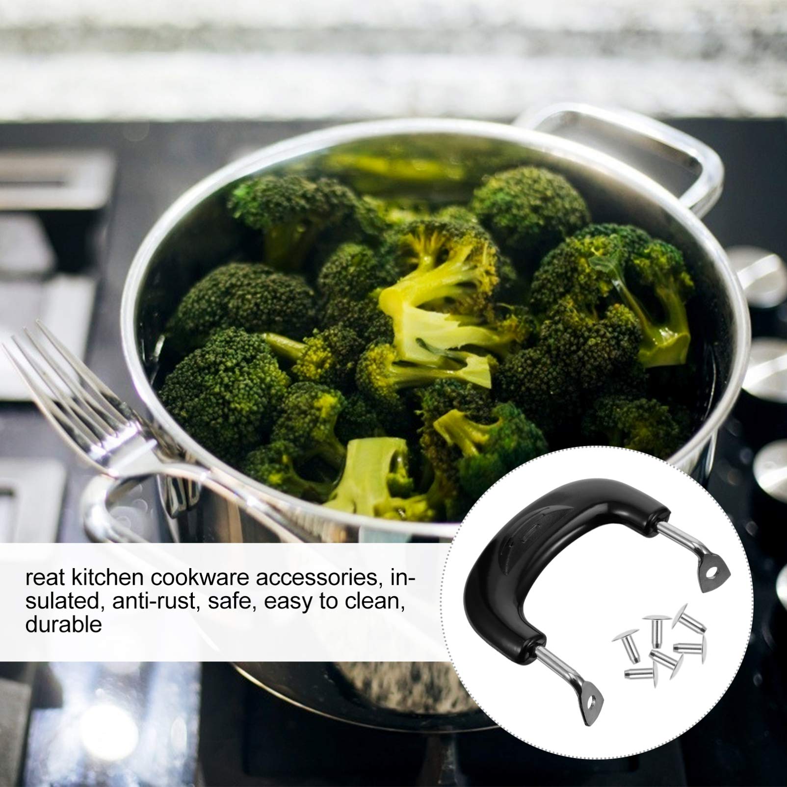 6-Piece Pot Handle Replacement Set - Stainless Steel Pan Handle & Side Handle for Cookware Accessories - Perfect for Pots, Pans & Dutch Ovens - Ideal for Kitchen, Camping & Outdoor Cooking