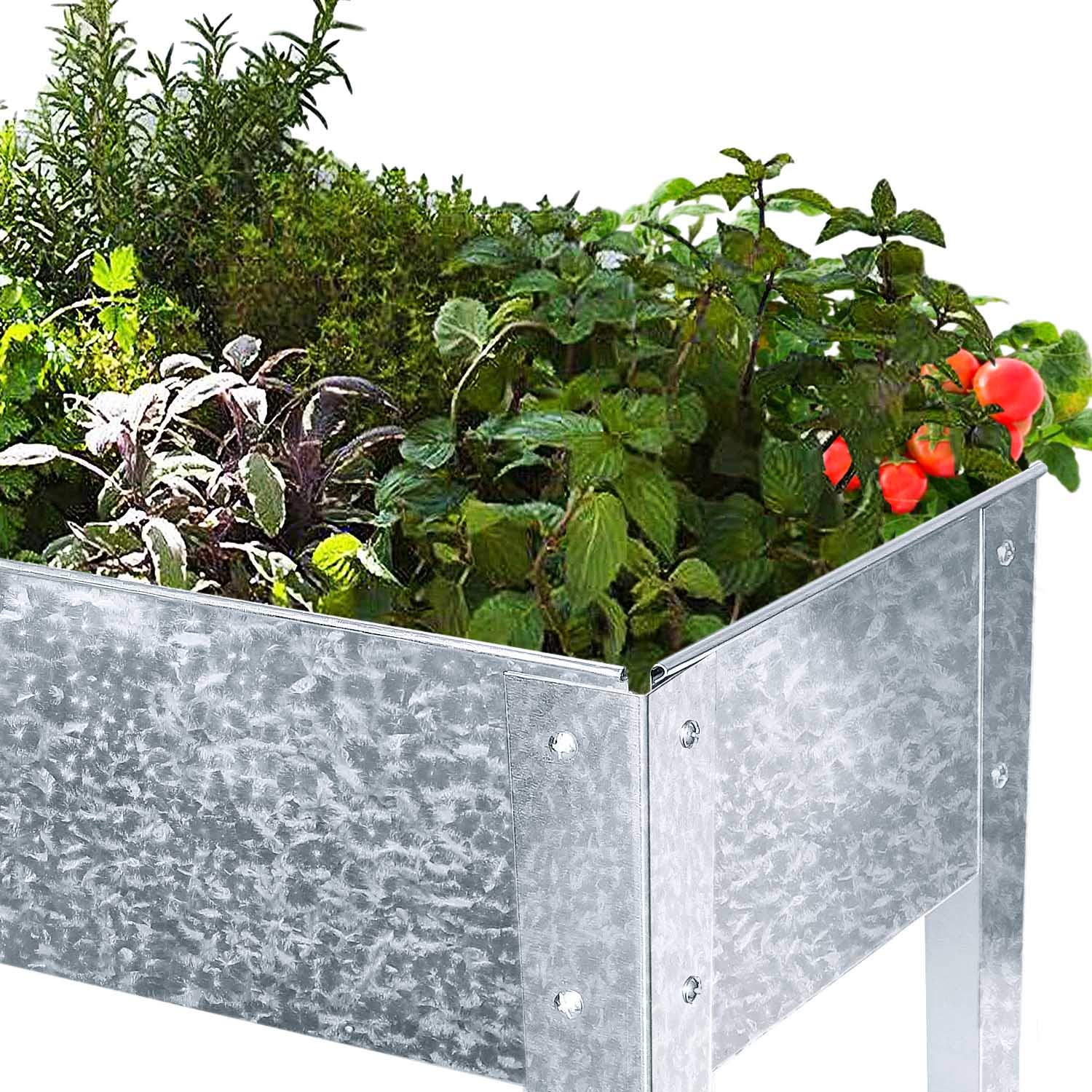 Galvanized Steel Raised Garden Bed with Legs - Elevated Planter Box for Vegetables, Herbs, Flowers - Outdoor Patio, Balcony, Apartment Gardening - Durable Metal Container for Urban & Small Space Gardening