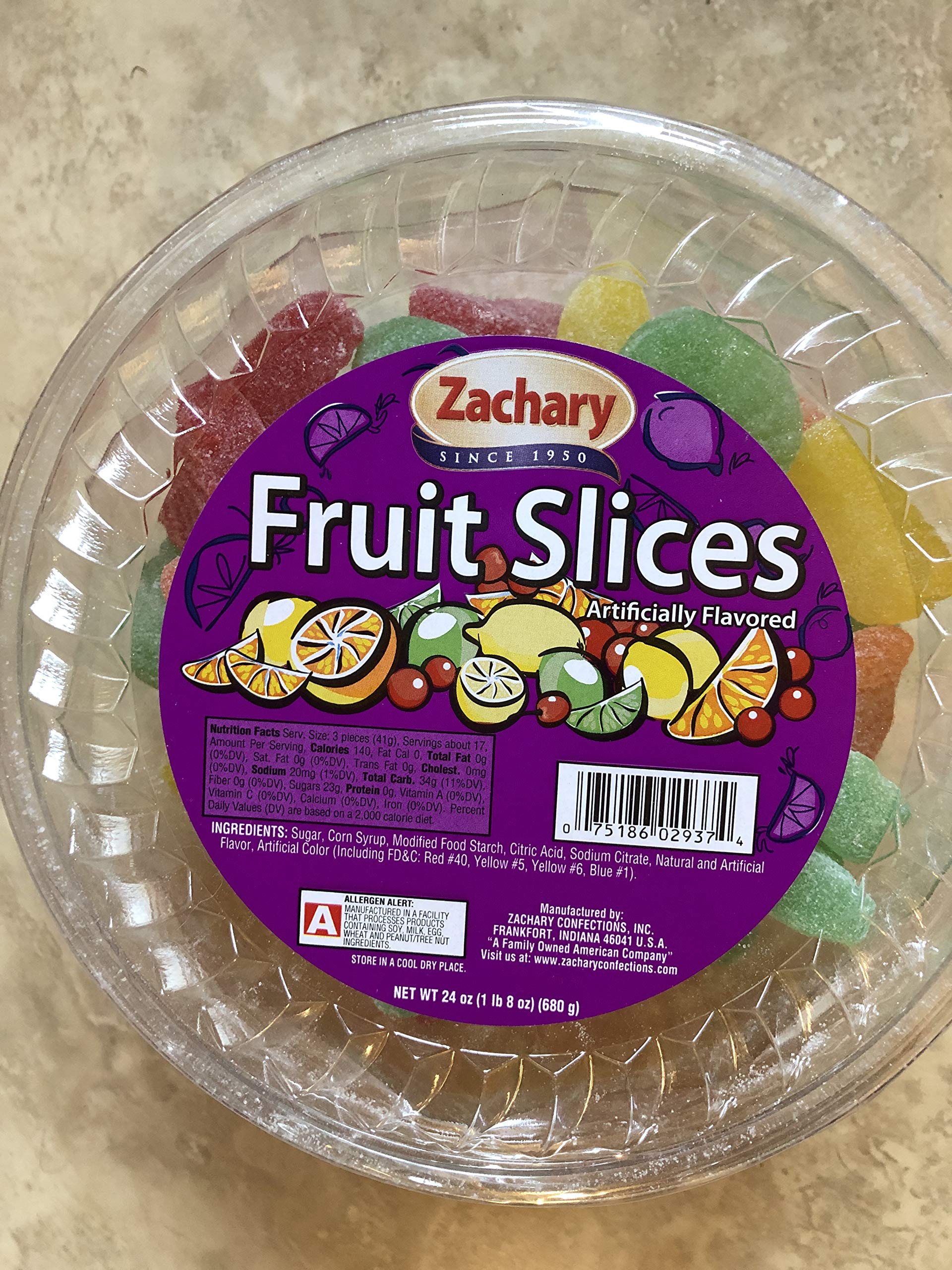 Zachary 24oz Jelly Tubs Fruit Slices - Delicious Assorted Fruit Flavored Jelly Candy Snacks for Kids & Adults - Perfect for Birthday Parties, Movie Nights and Office Treats