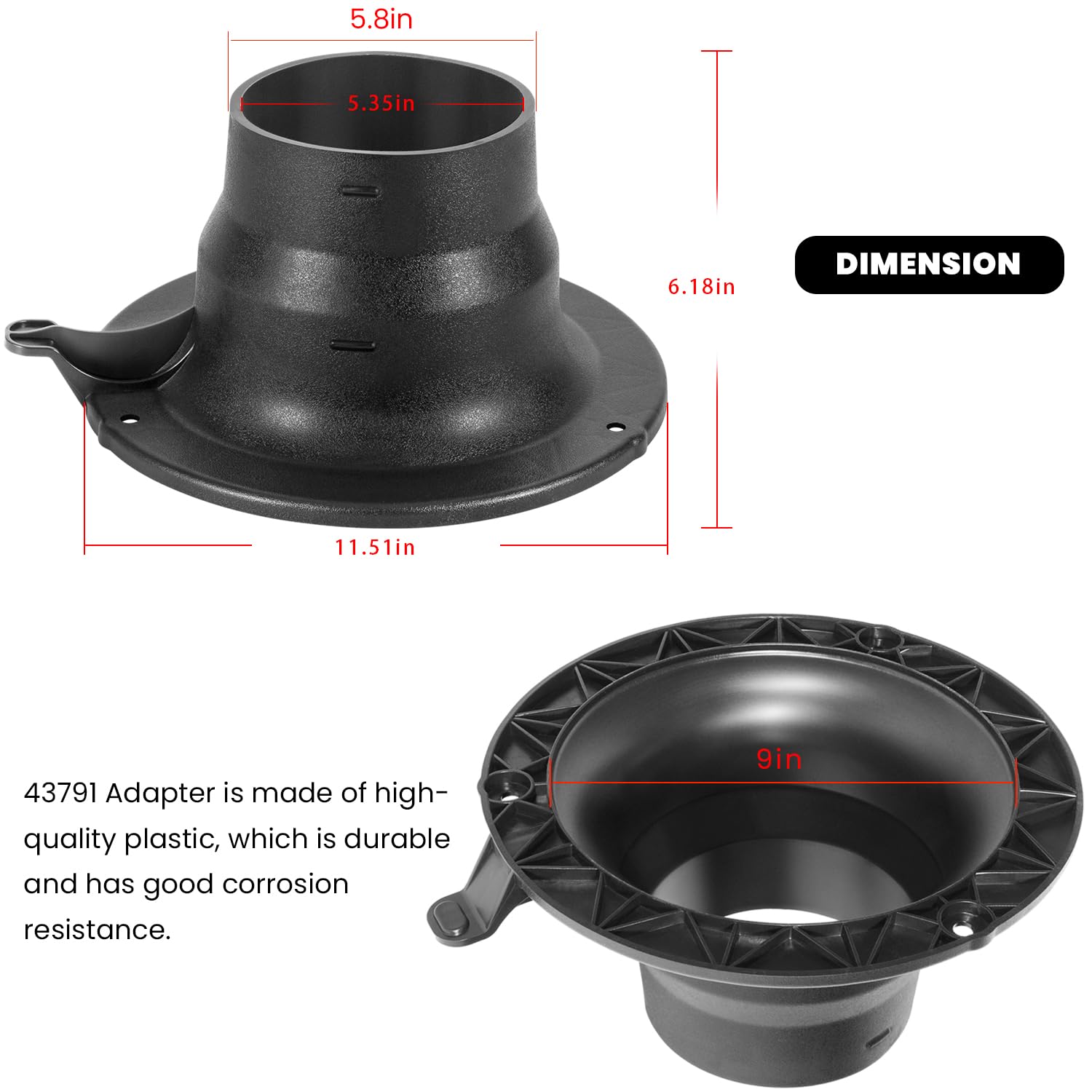 Agri-Fab Lawn Vacuum Hose Adapter - Compatible with 5/6/7 Inch Hoses for Lawn Vacuums & Cleaners - Durable Connector for Yard Waste Collection & Leaf Cleanup
