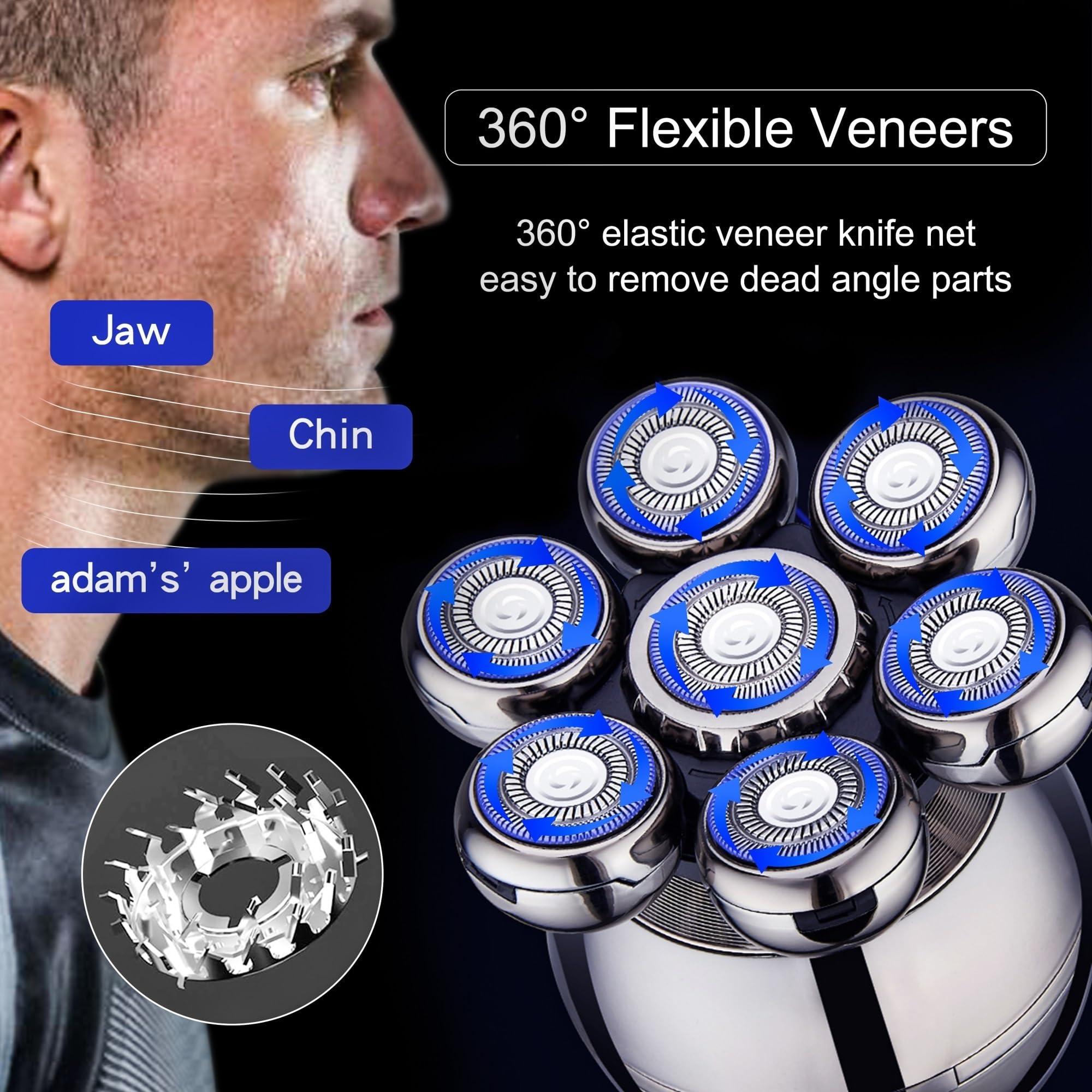 5-in-1 Electric Head Shaver for Bald Men - Cordless Waterproof Shaving Kit with LCD Display, Hair Clippers, Nose Trimmer & Cleaning Brush | Perfect for Travel, Gym & Daily Grooming Routine