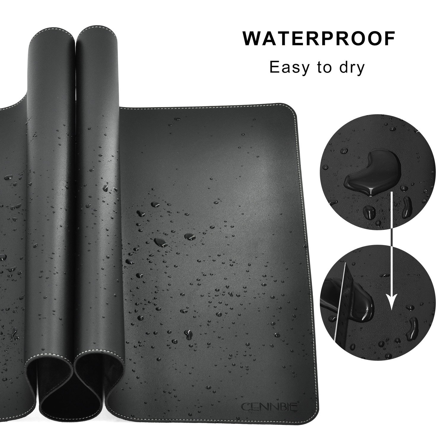 Premium CENNBIE Leather Desk Pad 100x50cm - Extra Large PU Leather Mouse Pad, Waterproof Writing Mat for Office & Home - Perfect for Workstations, Gaming & Study Desks (Black)