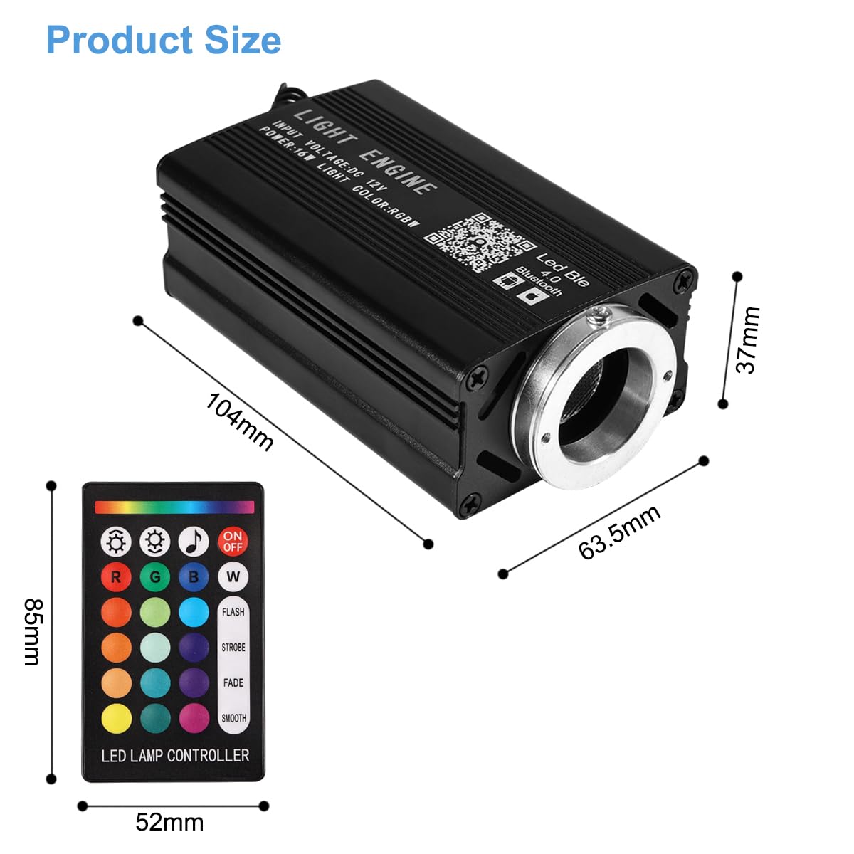 APLOS 16W Fiber Optic Starlight Headliner Kit - Twinkle & Meteor Effects, RGBW Sound Activated LED Lights with Bluetooth APP & Remote Control (0.75mm, 6.5ft/2m, 500pcs) for Car Ceiling, Bedroom & Home Decoration - Perfect for Parties, Relaxation & Mood Lighting