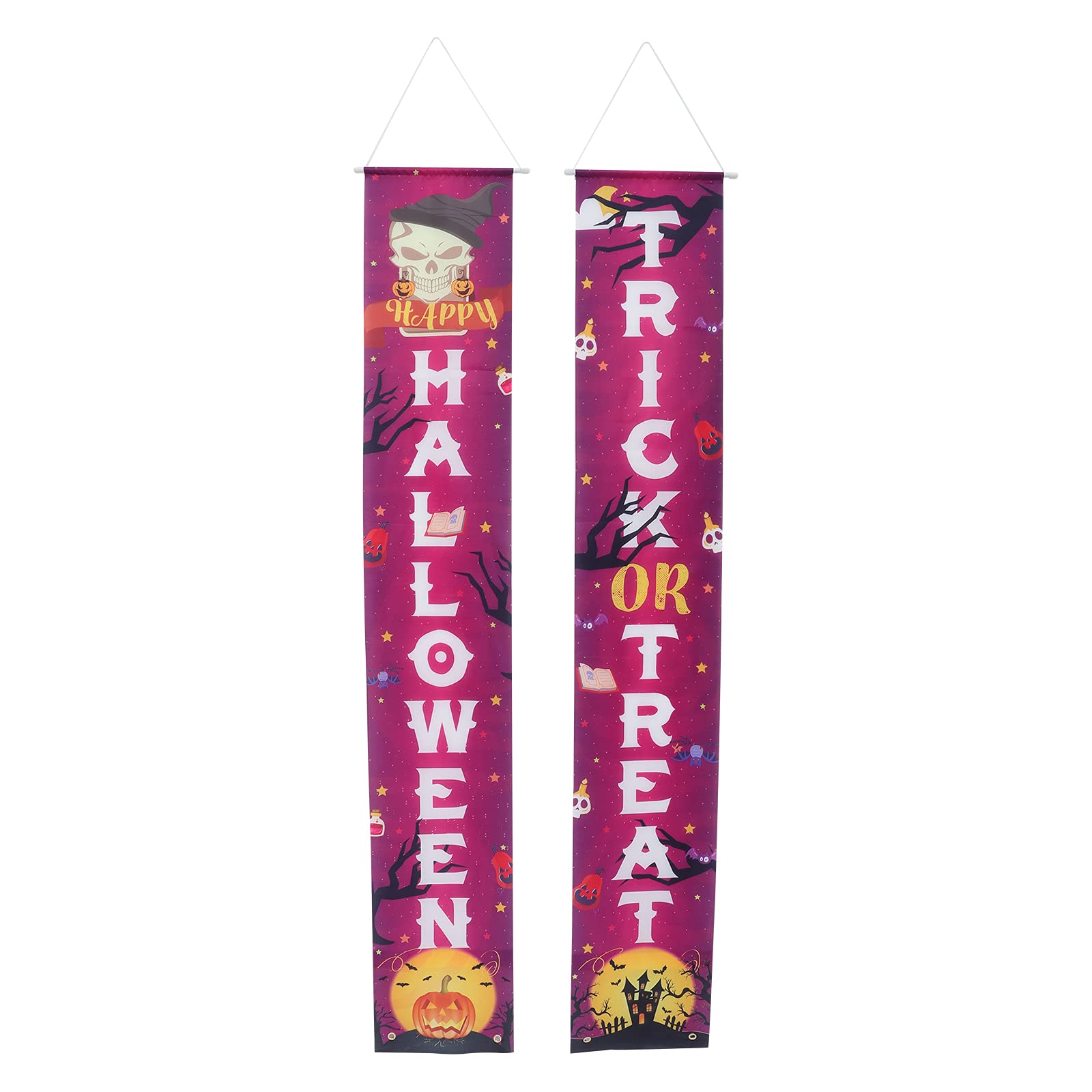 Veemoon Halloween Couplet Door Curtains - Spooky Porch Decorations for Halloween Party Backdrop & Outdoor Decor (Set of 2) - Perfect for Front Door Decorating, Trick-or-Treat Displays & Halloween Photo Booths