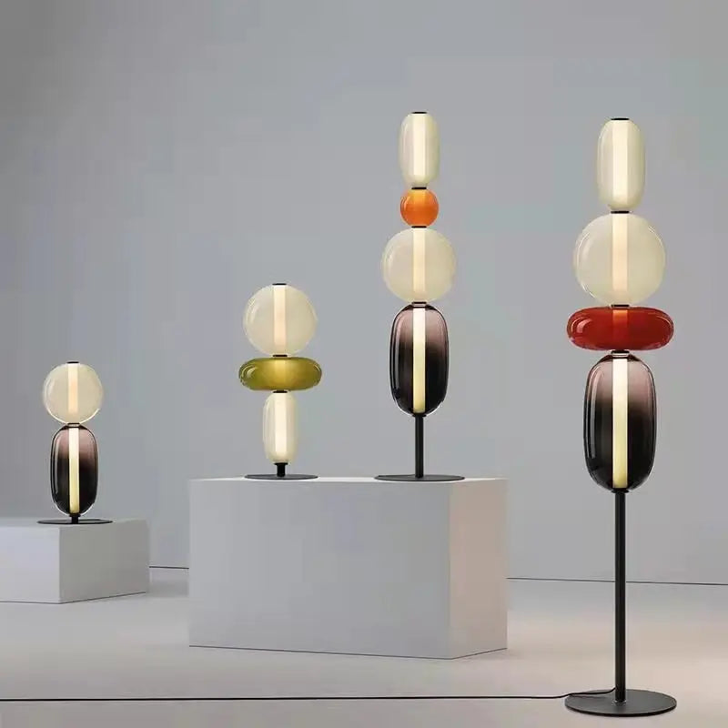 Modern Lina Glass Shade Floor Lamp - Elegant Living Room Lighting for Home Decor, Bedroom & Office - Dimmable LED Standing Light with Fabric Lampshade (Perfect for Reading Nook, Lounge Area & Workspace)