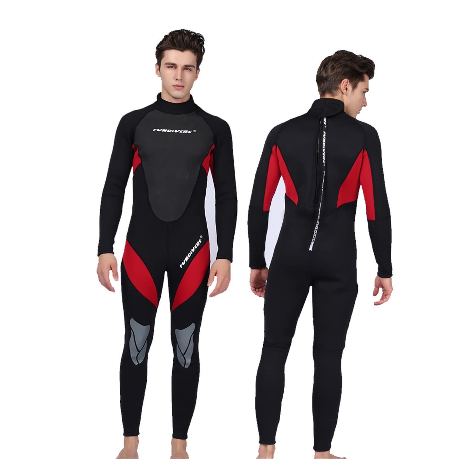 HWZZ 3mm Neoprene Wetsuit for Men - Full Body Scuba Diving Suit with Front Zip & Long Sleeve - Ideal for Snorkeling, Surfing, Swimming & Water Sports