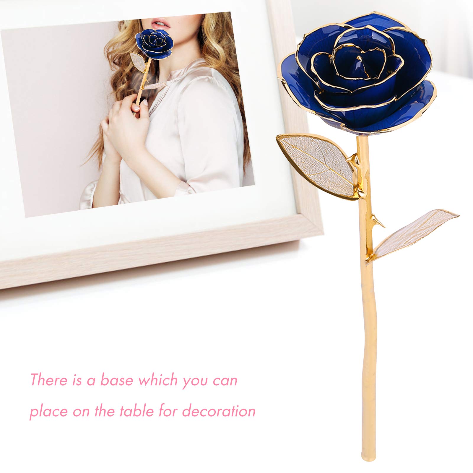 24K Gold Dipped Rose - Realistic & Long-Lasting Natural Shape with Vivid Details - Perfect for Wedding Gifts, Anniversary Presents, Home Decor & Luxury Collections