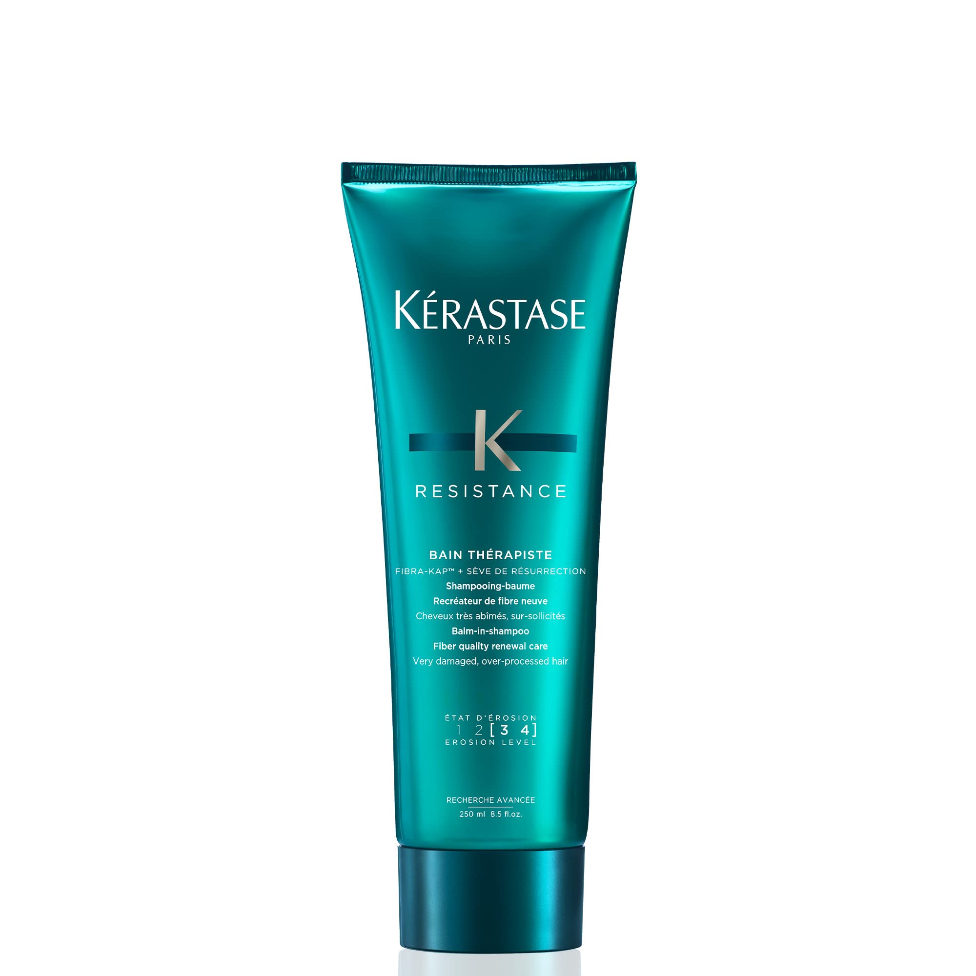KÉRASTASE Resistance Bain Therapiste Repairing Shampoo - Protein Enriched Formula for Weak, Damaged & Over-Processed Hair | Soothes Itchy Scalp & Heat Protection | 8.5 Fl Oz | Perfect for Color-Treated & Chemically Stressed Hair